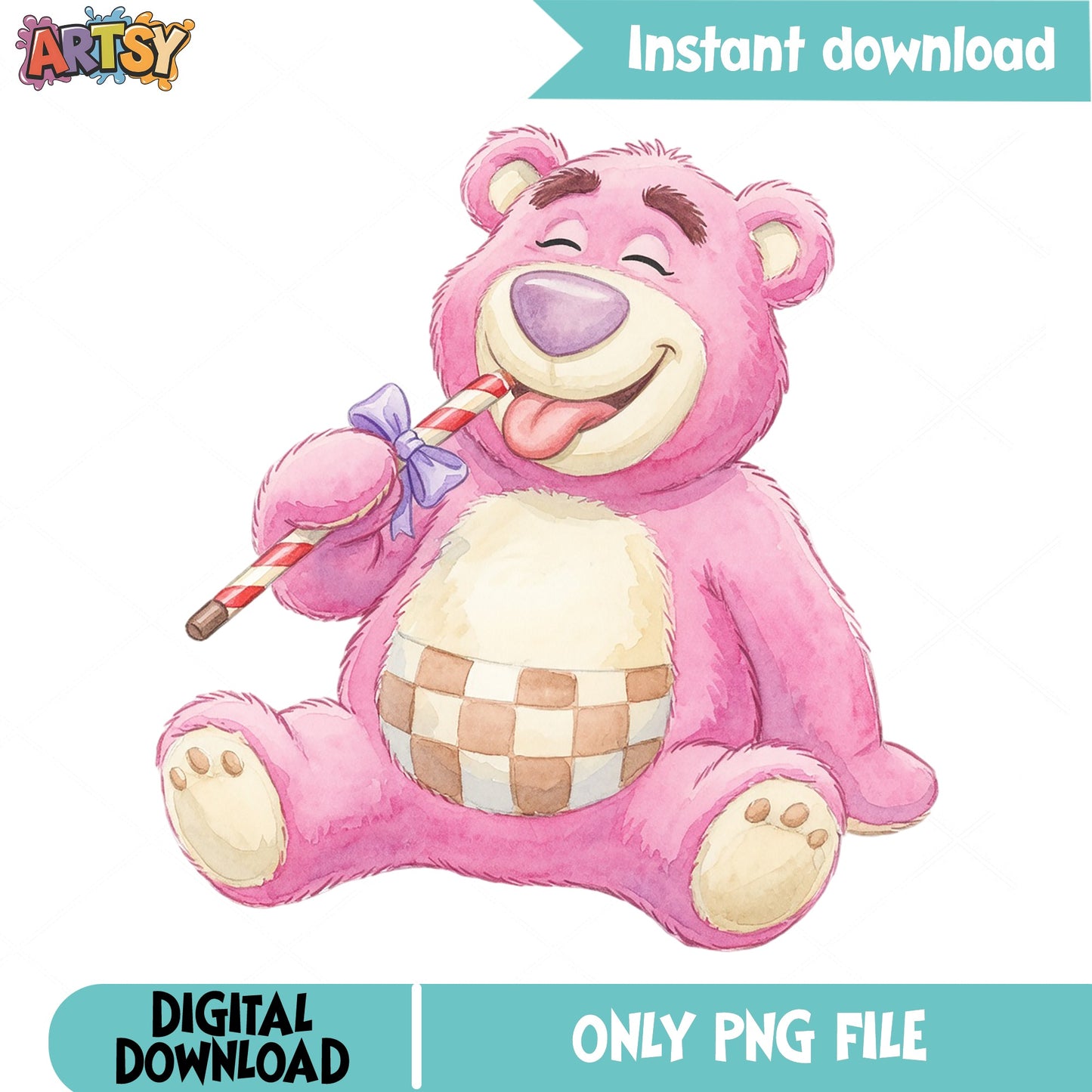 Lotso Bear PNG Watercolor, Toy Story Bear PNG, Disney PNG