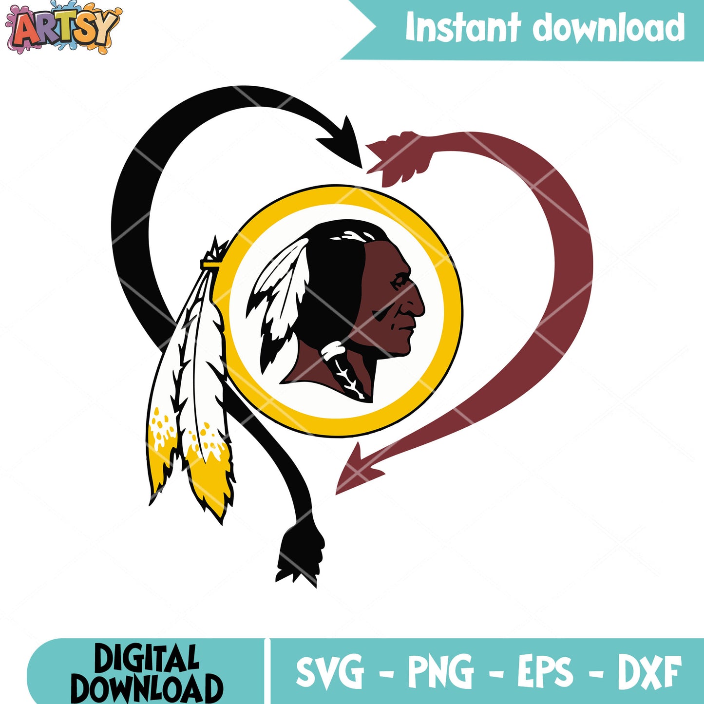 Love arrow heart svg, north division svg, washington redskins svg