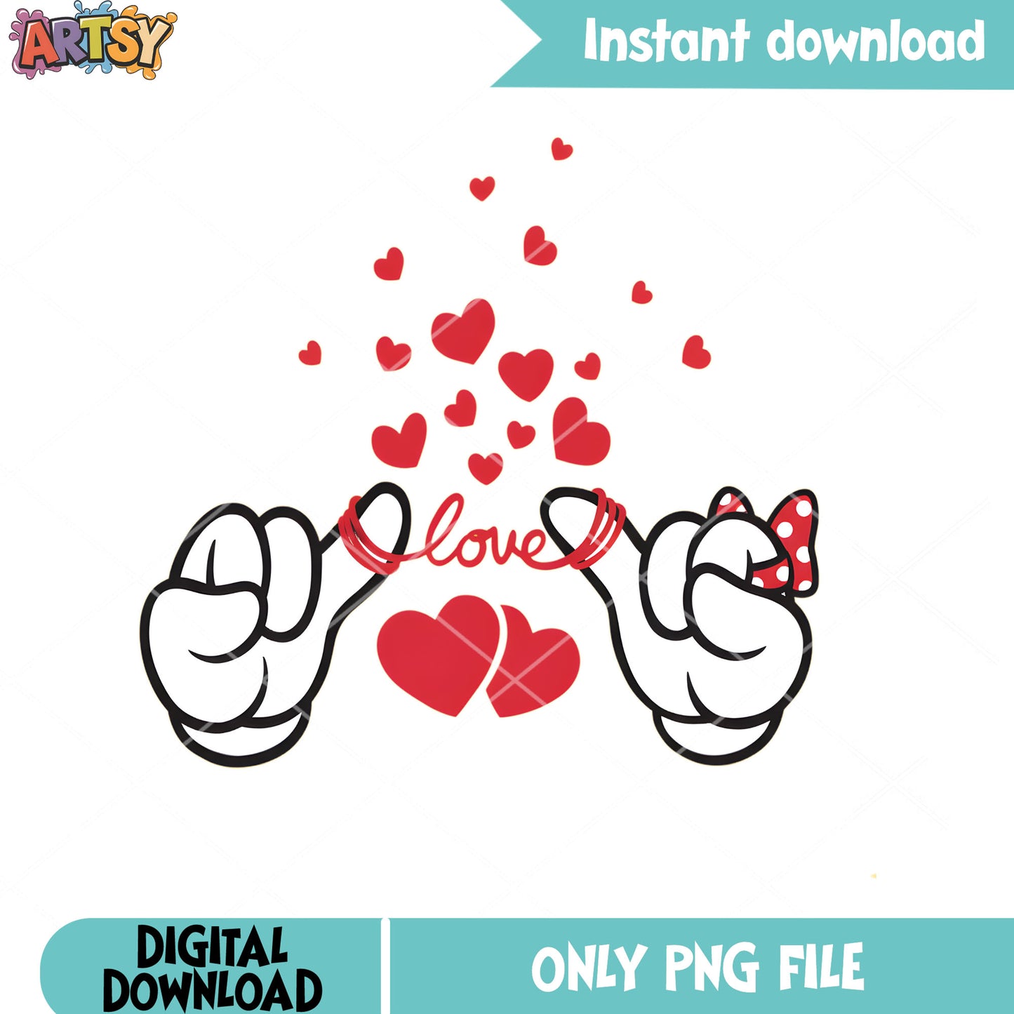Love bow heart valentine png, disney valentine png, valentine vibes png