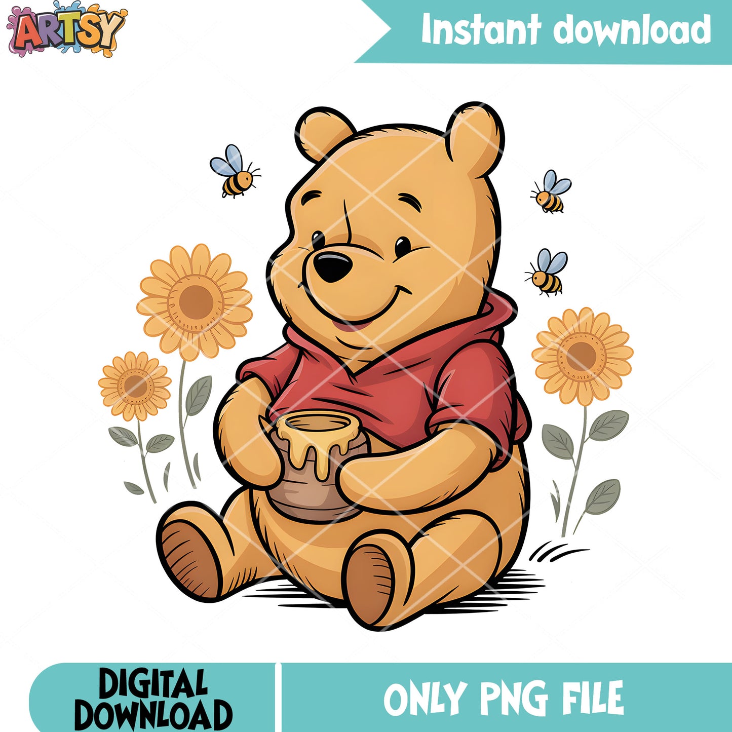 Love flower pooh winnie png, sunflower png, winnie the pooh png