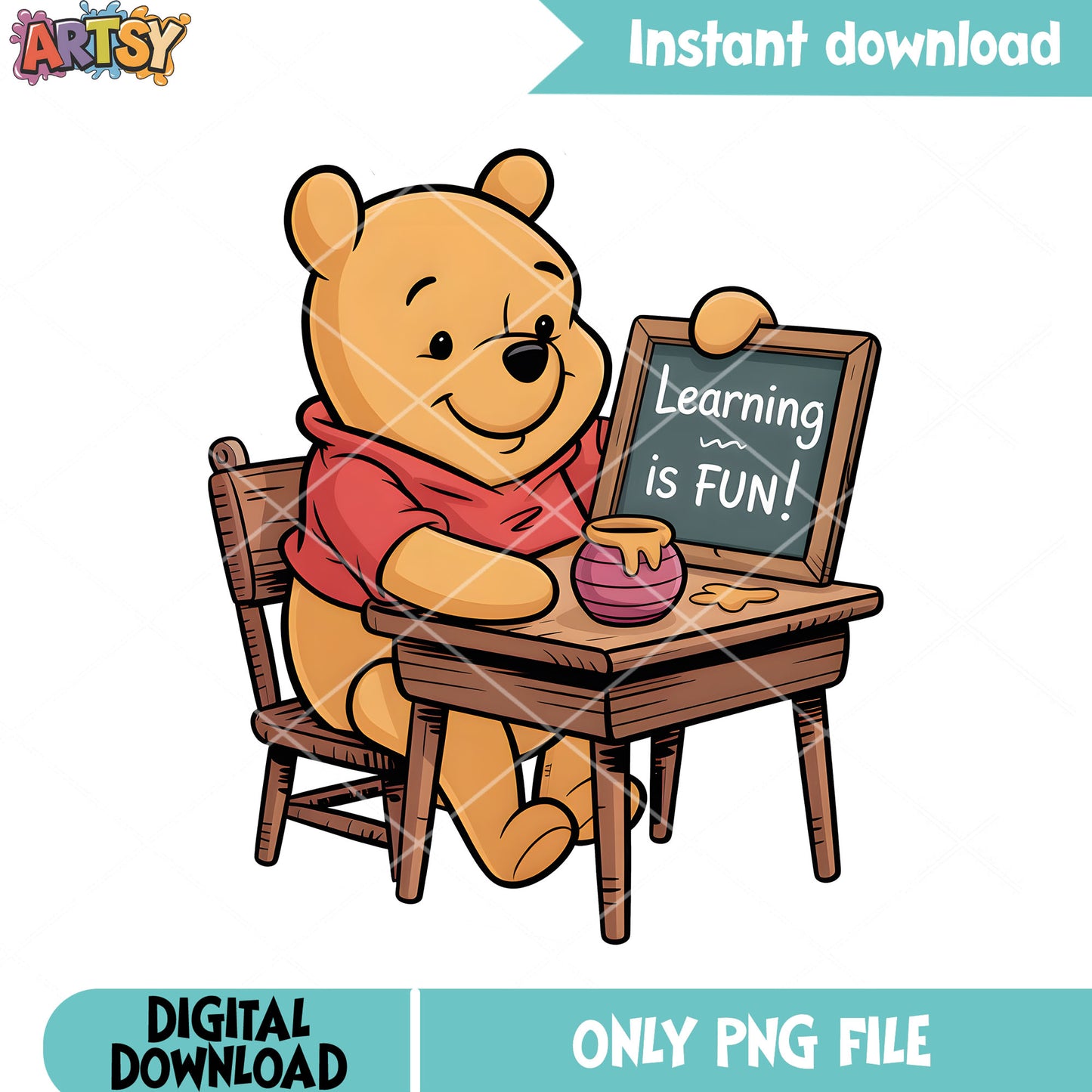 Love learning pooh honey png, winnie bear png, disney pooh bear png