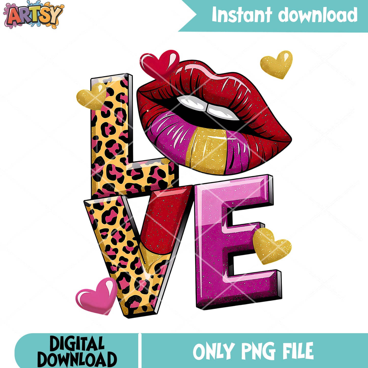 Love leopard valentines png, valentines vibes png, love vibes png