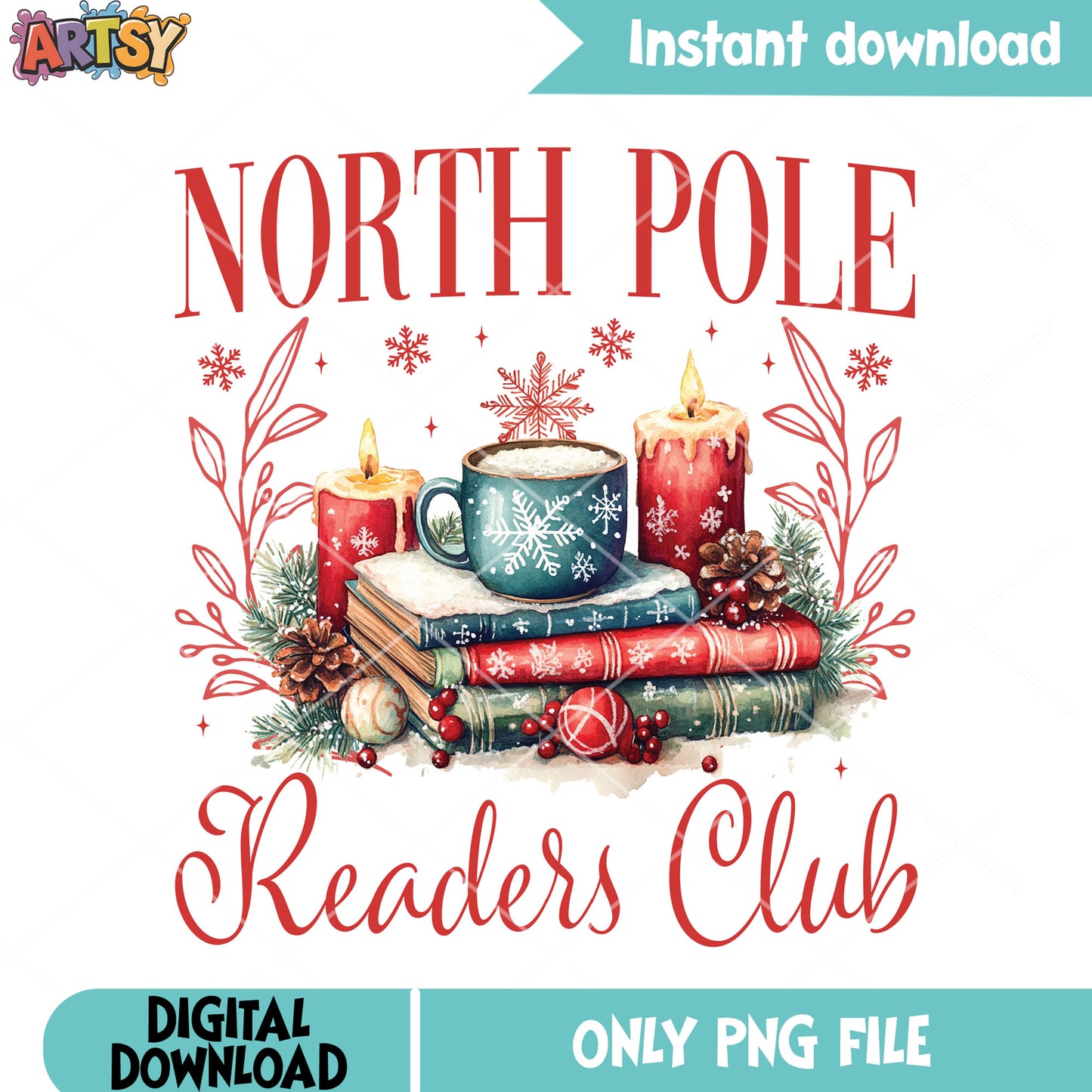 Lovely book and christmas club png, christmas decor png, north pole png