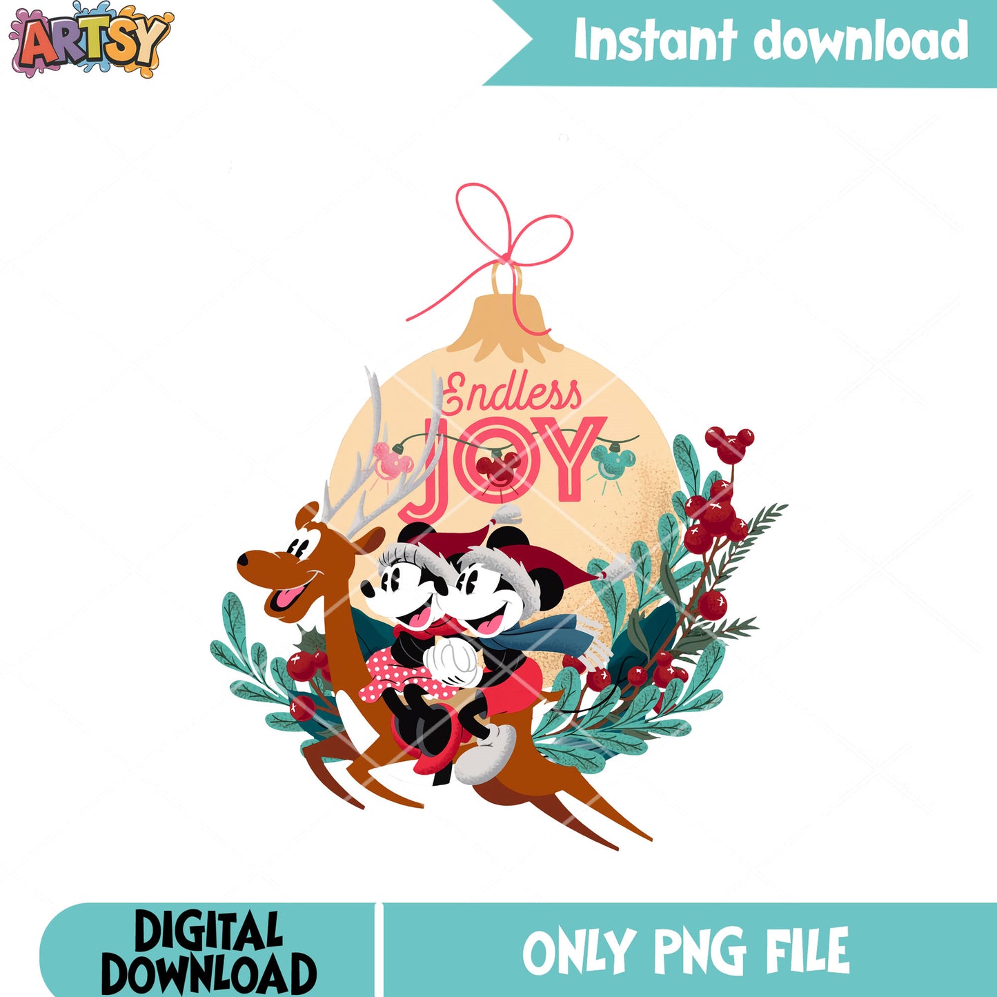 Lovely christmas couple png, disney christmas png, mickey mouse png