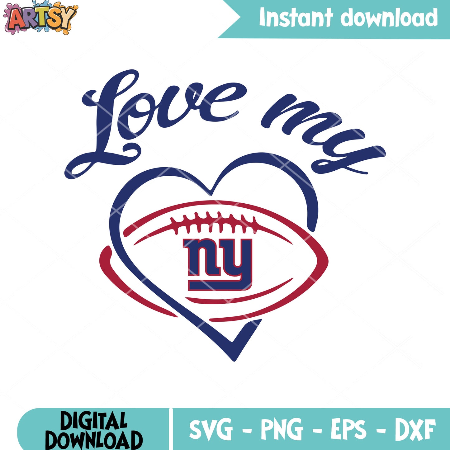 Love my ny giants team svg, new york giants svg, heart shape svg