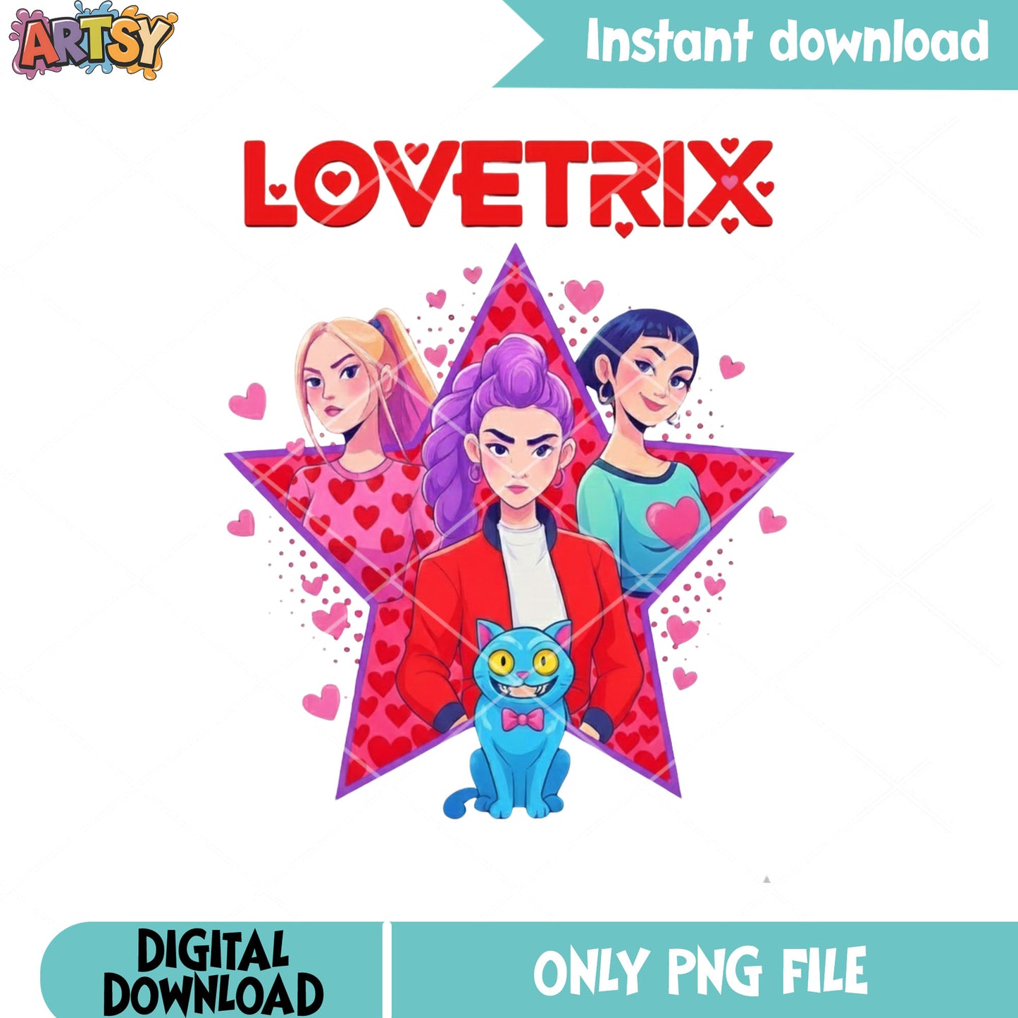 Lovetrix valentines png, valentines poster png, kpop demon hunter png