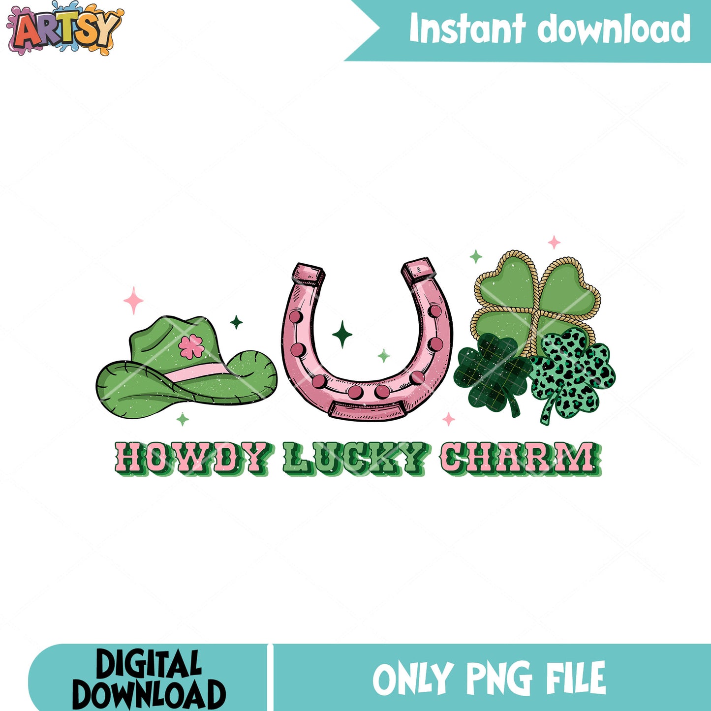 Lucky charm for cowboy png, happy st patricks day png, lucky patricks png