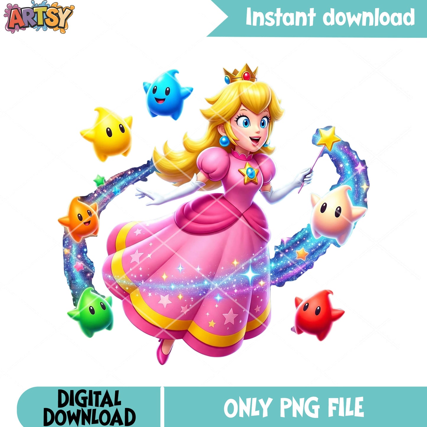 Luma princess peach mario png, peach princess png, mario poster png