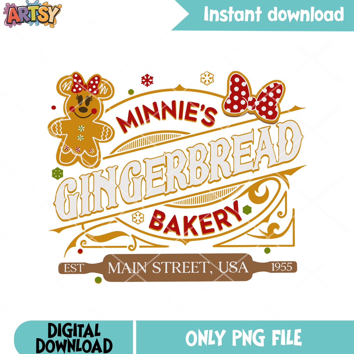 Main street usa bakery png, gingerbread png, minnie mouse png