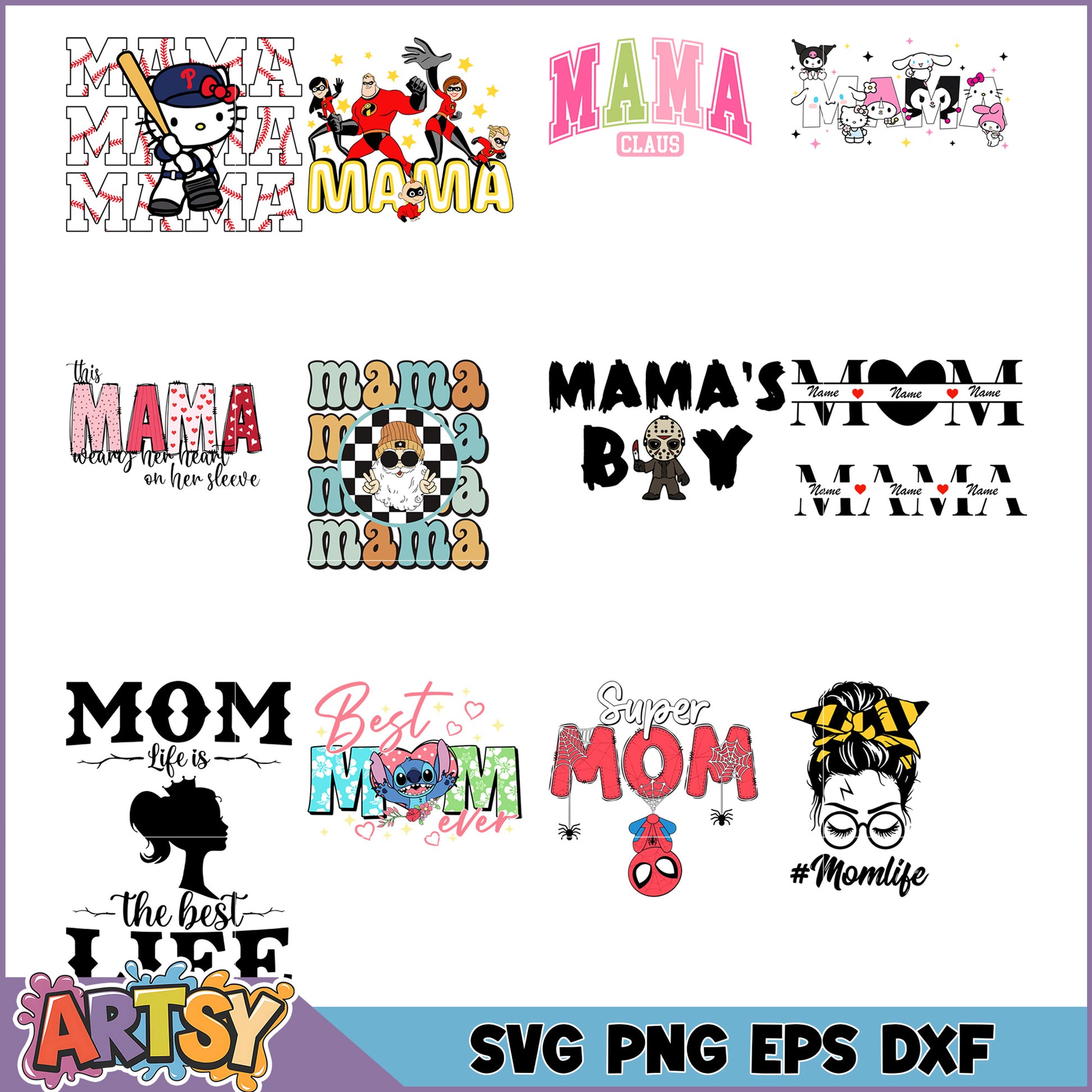 Mama SVG Bundle Mom Designs, PNG, EPS, DXF