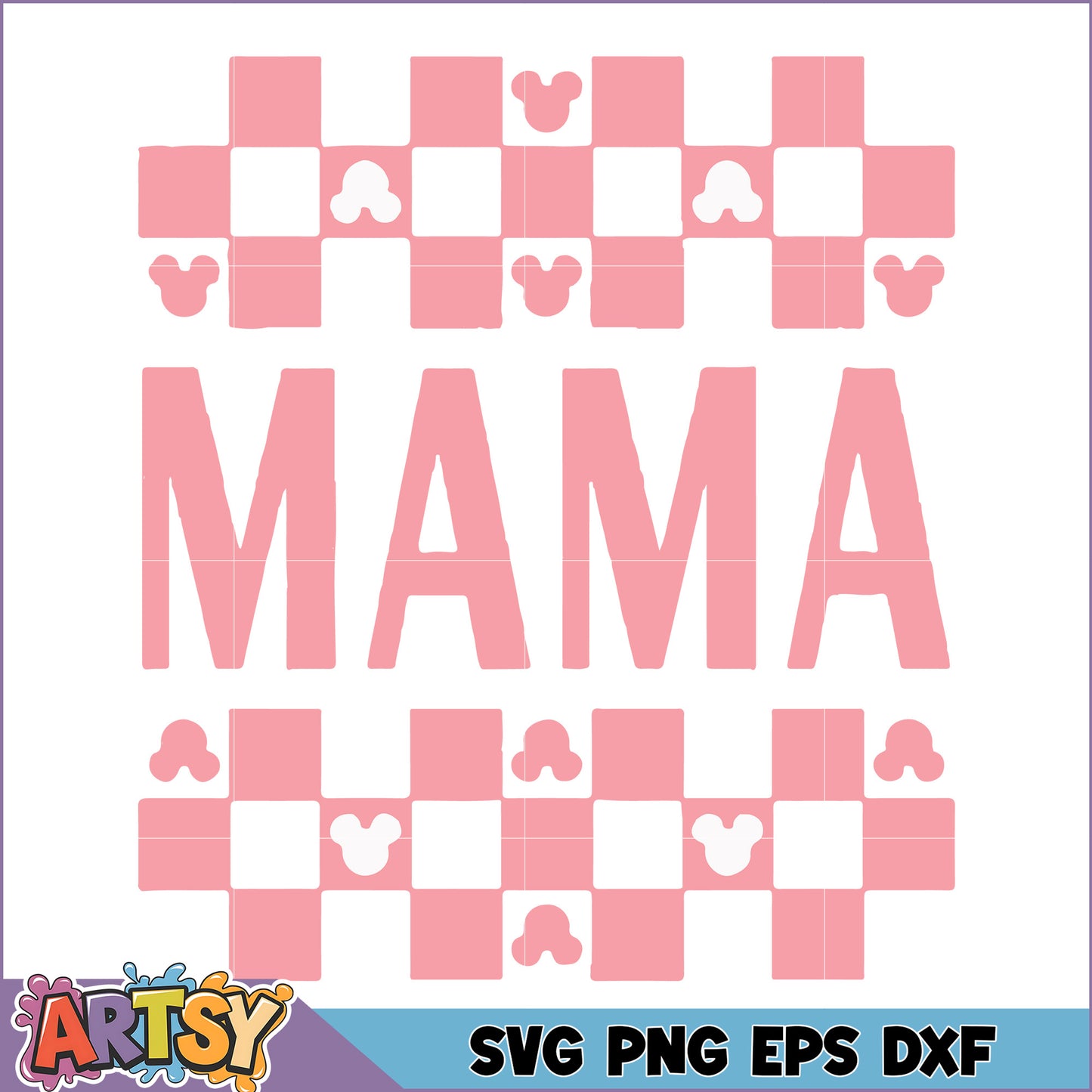 Mama SVG Design Pink Checkered Mickey Mouse
