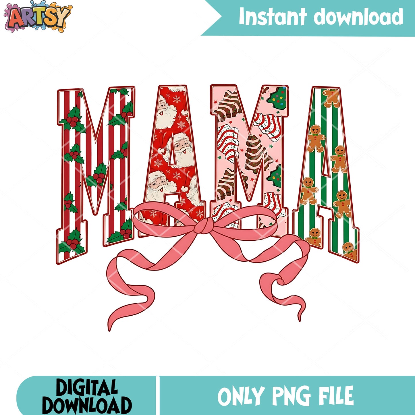 Mama christmas png, christmas decor png, merry christmas png