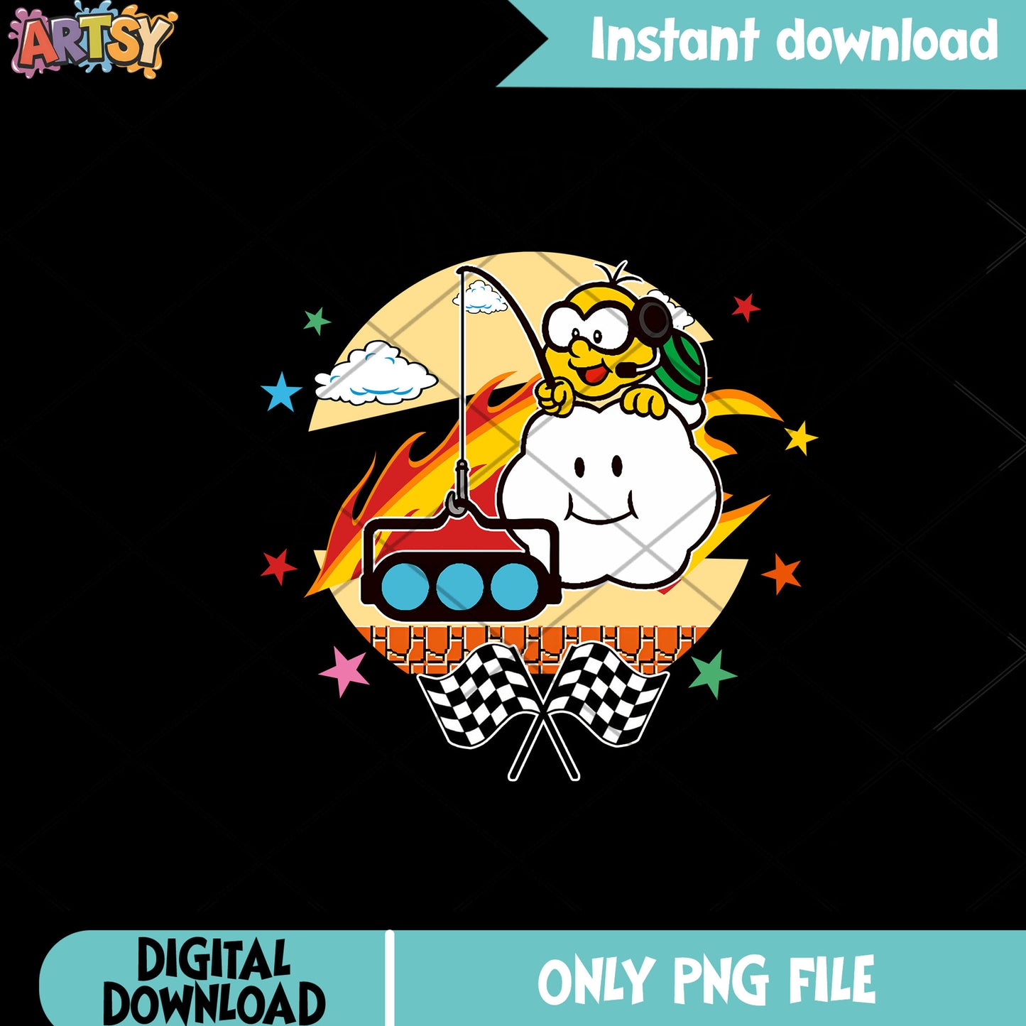 Mario lakitu racing kart png, nintendo art png, Video game png