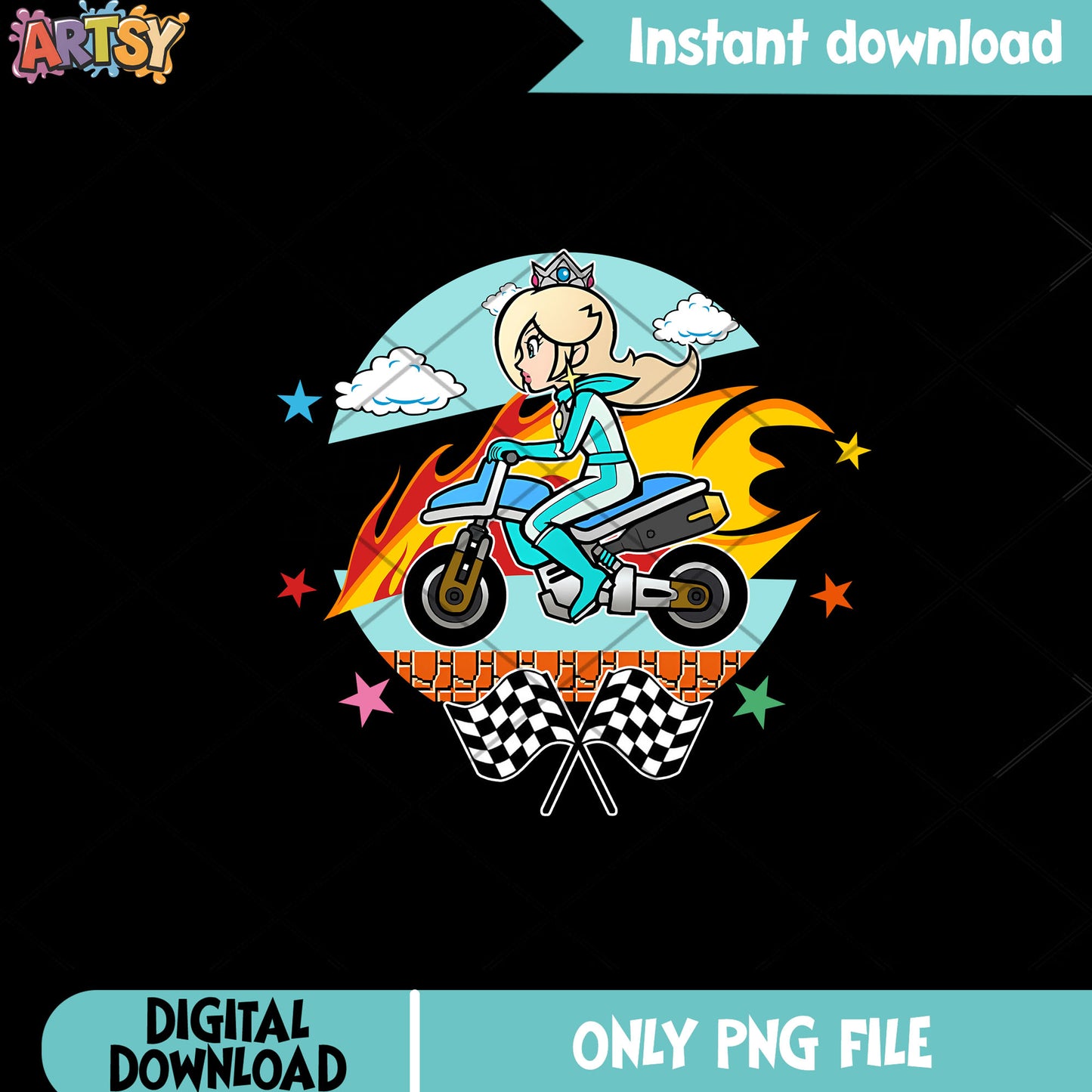 Mario rosalina fire racing png, nintendo art png, nintendo swich png