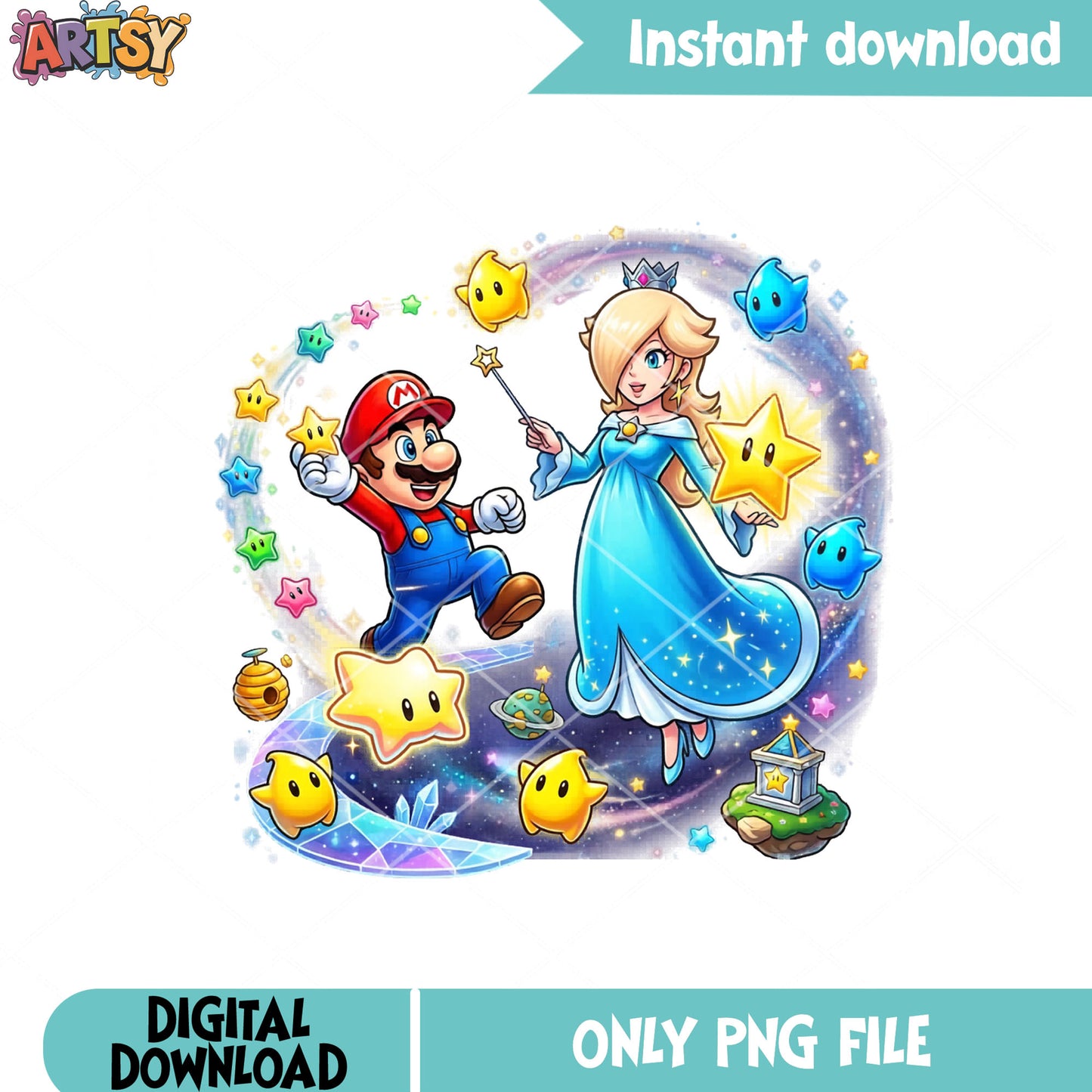 Mario with rosalina galaxy png, super mario galaxy png, rosalina png