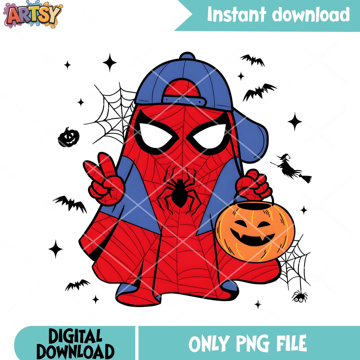 Marvel halloween png, spider man png, trick or treat night png