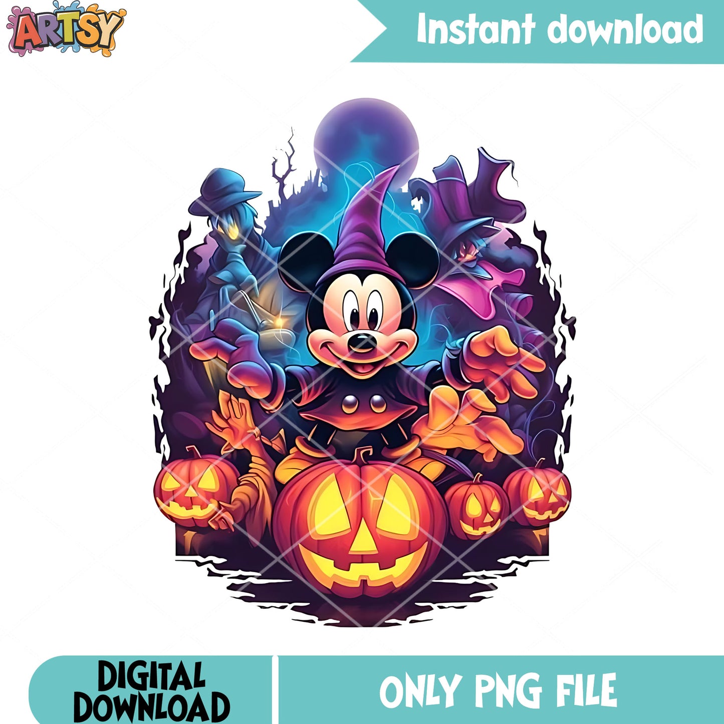 Master wizard mickey png, wicker pumpkin png, disney character png