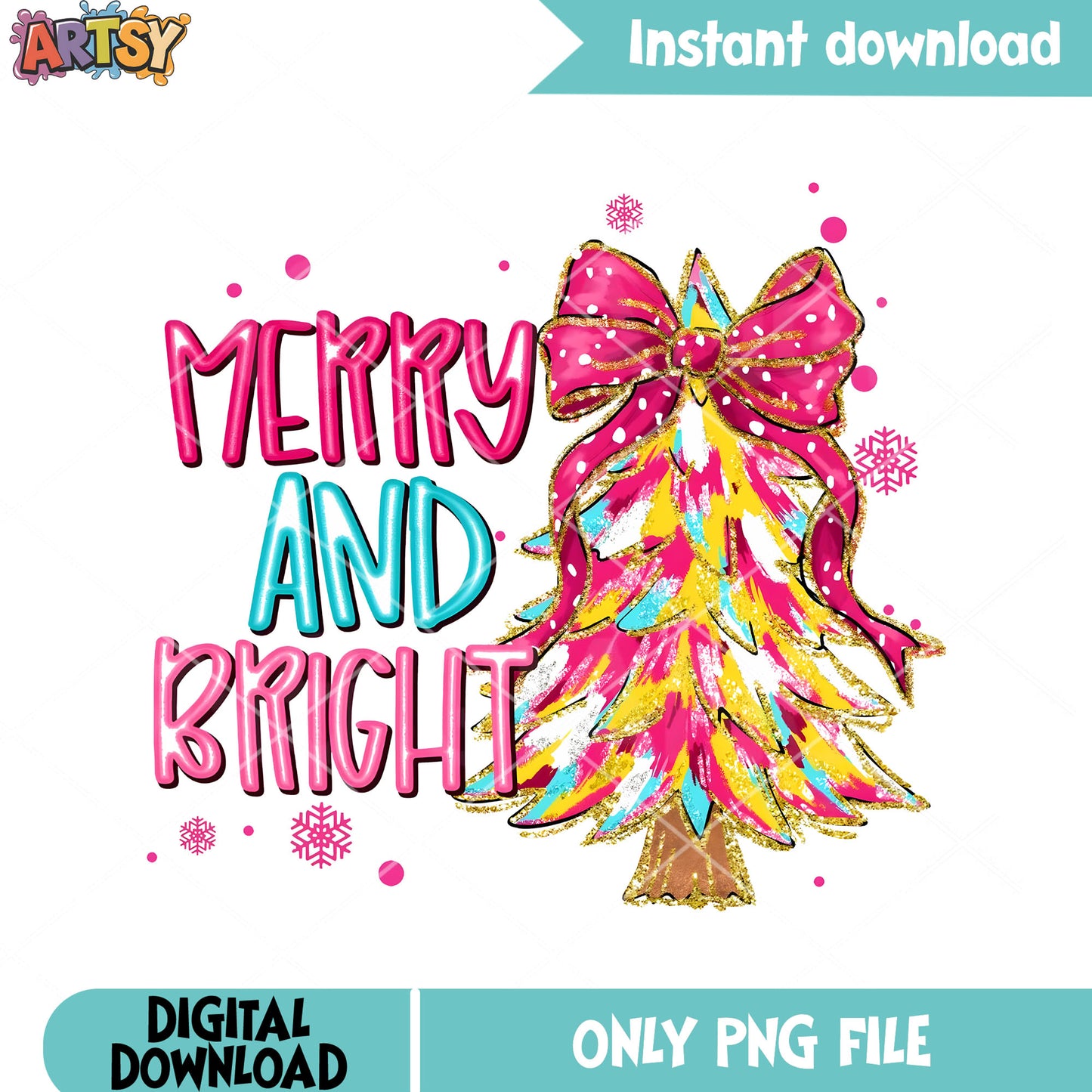 Merry bright christmas png, snowflake christmas png, scottish png