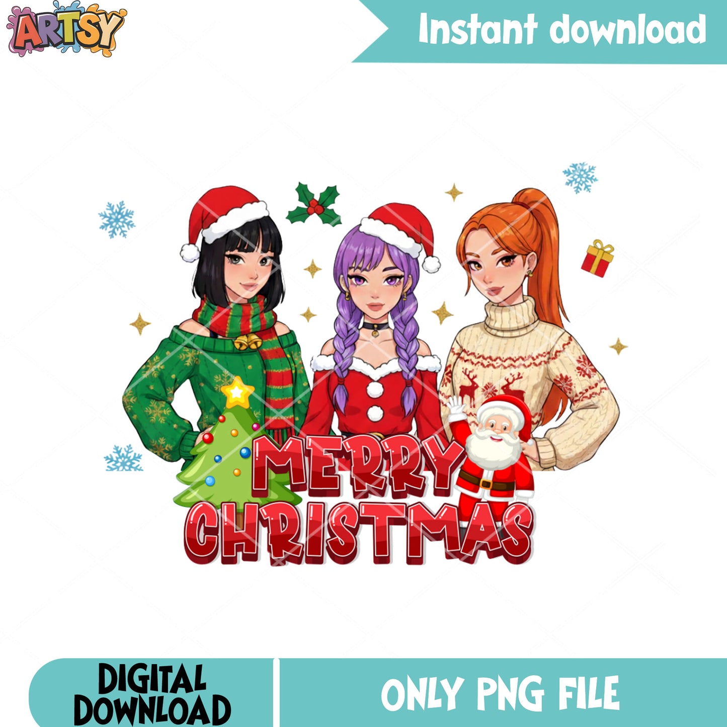 Mery christmas png, huntrix png, kpop demon hunters png