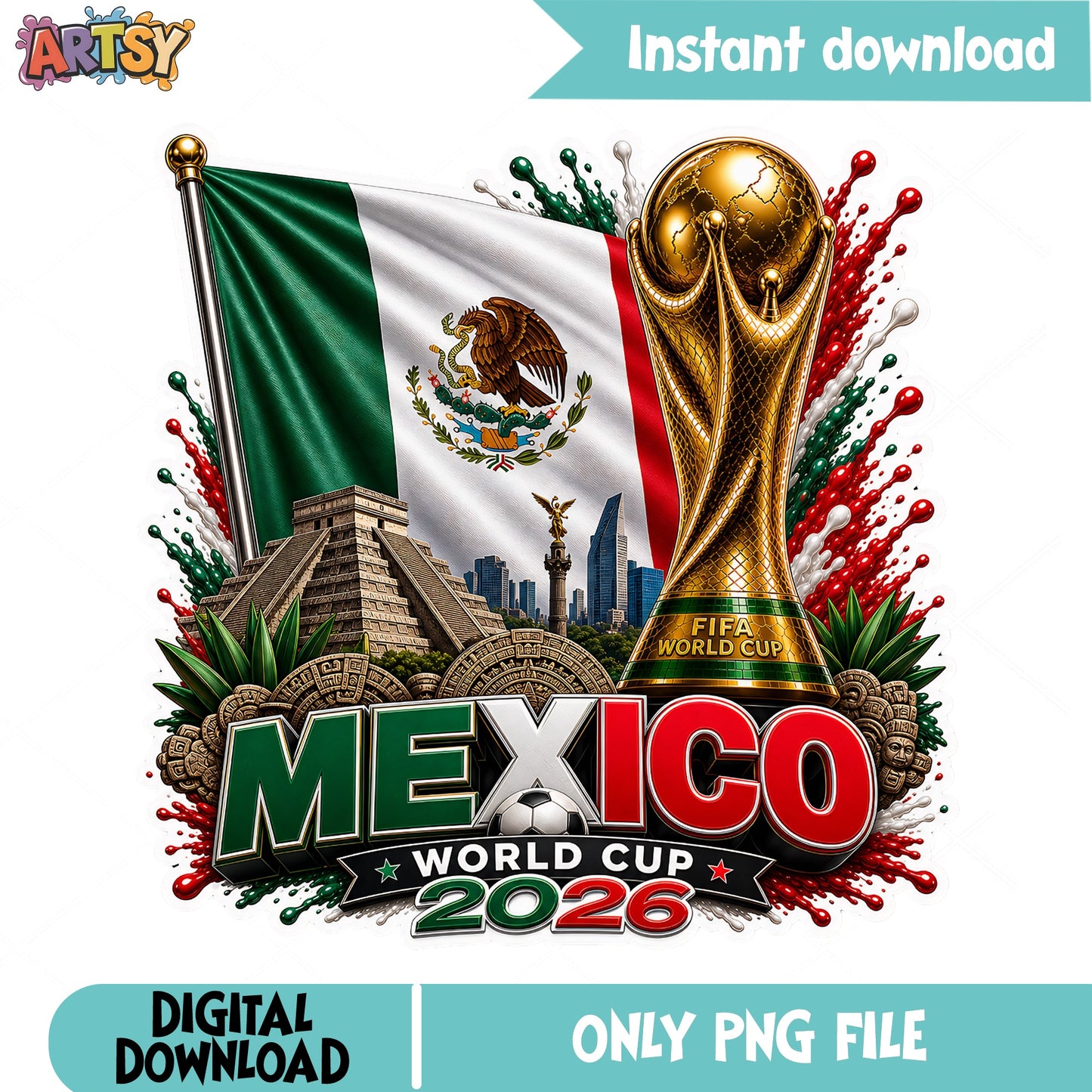 Mexico World Cup 2026 PNG, Mexico Soccer Trophy PNG, FIFA PNG