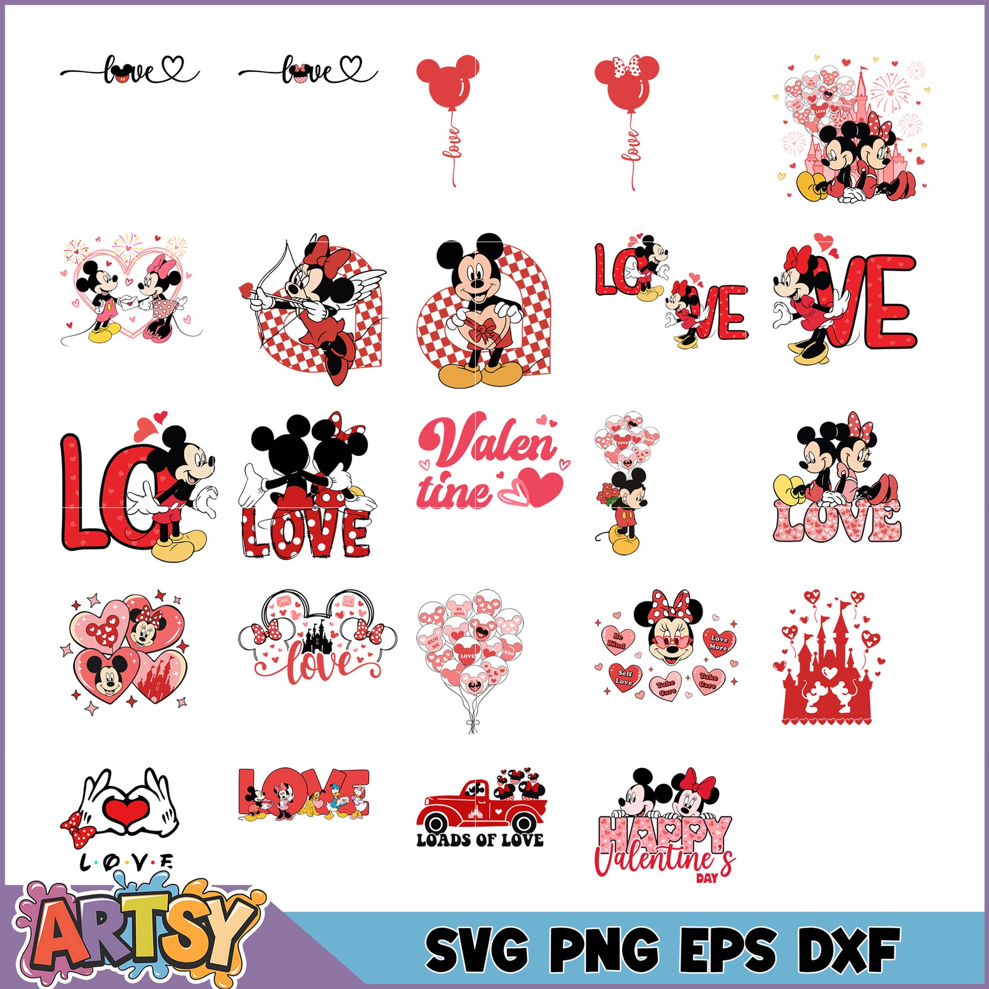 Mickey Minnie Valentine's SVG Bundle