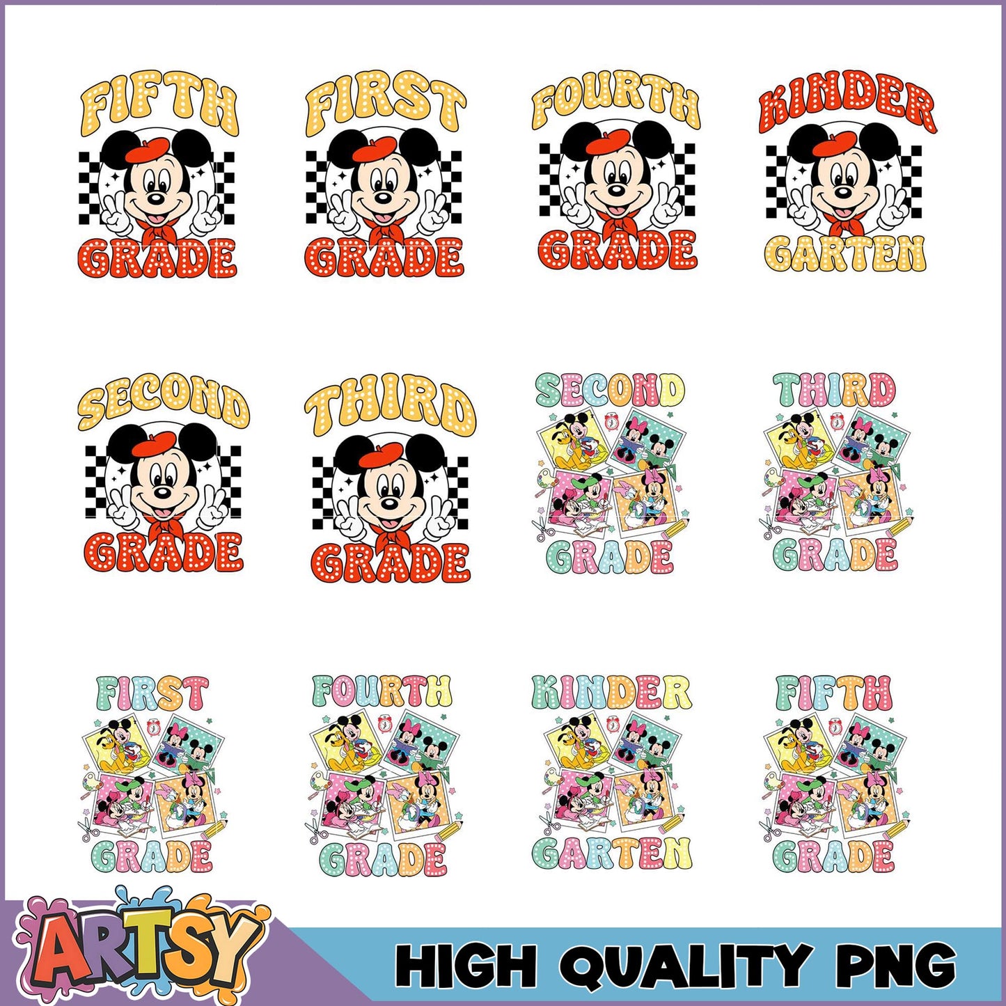 Mickey Mouse Back to School PNG Bundle