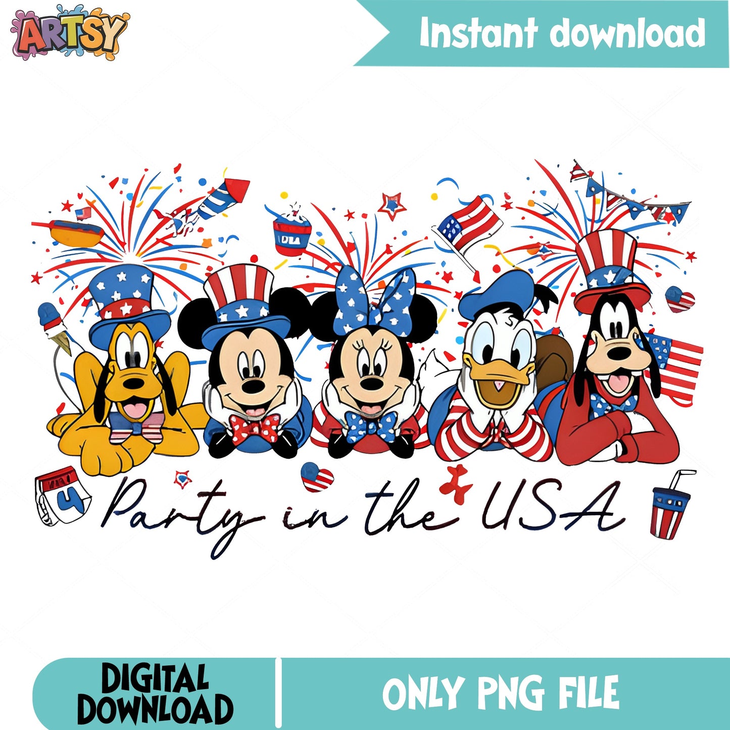 Mickey And Friends 4th Of July PNG, Party In The USA PNG, Disney PNG