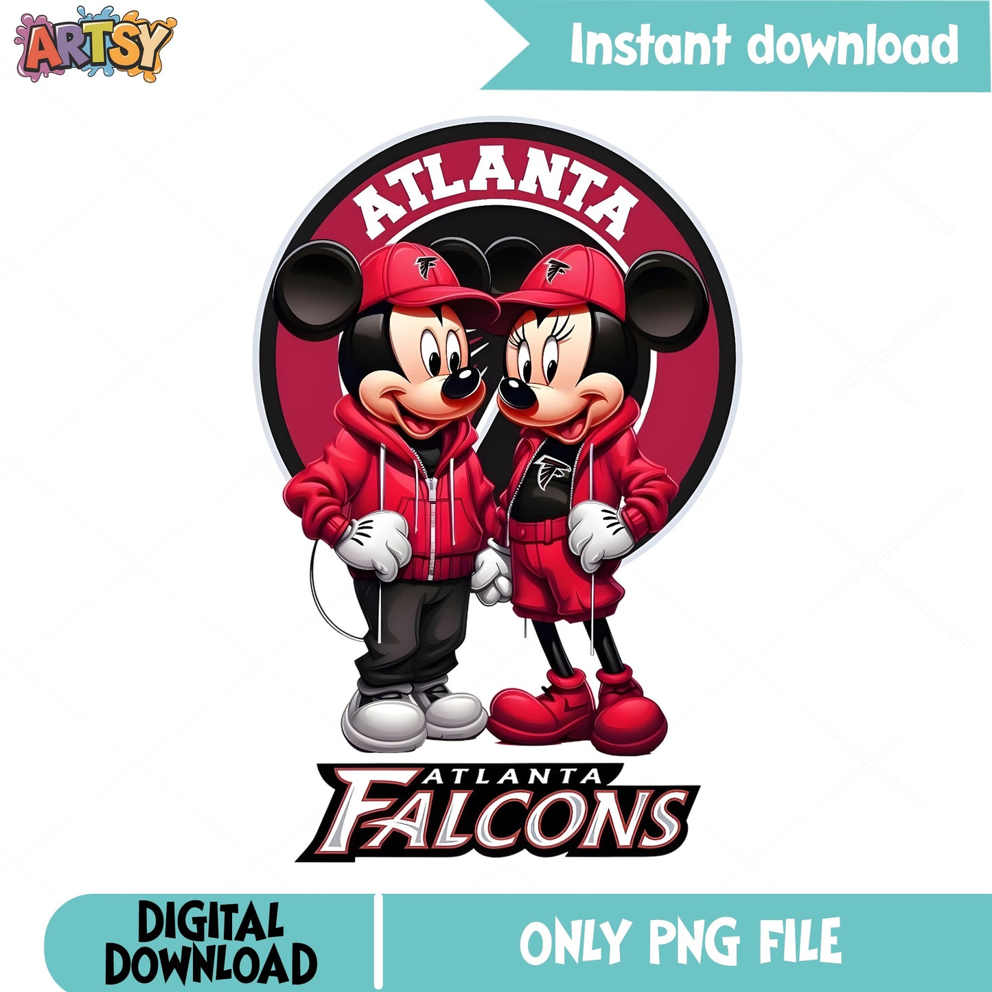 Mickey Minnie Atlanta Falcons PNG, NFL Disney PNG, Football PNG
