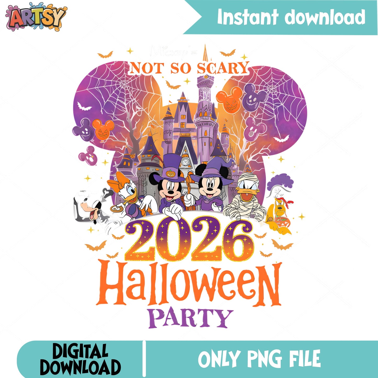 Mickey Mouse Not So Scary Halloween Party PNG, Disney PNG