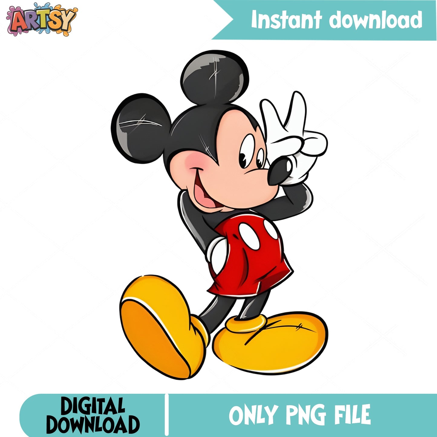 Mickey Mouse Peace Sign PNG, Disney Mickey PNG, Cute Mickey PNG