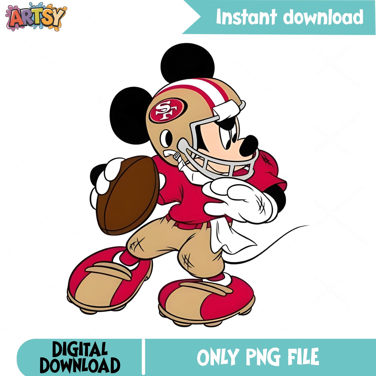 Mickey Mouse San Francisco 49ers PNG, Football Mickey PNG, NFL PNG