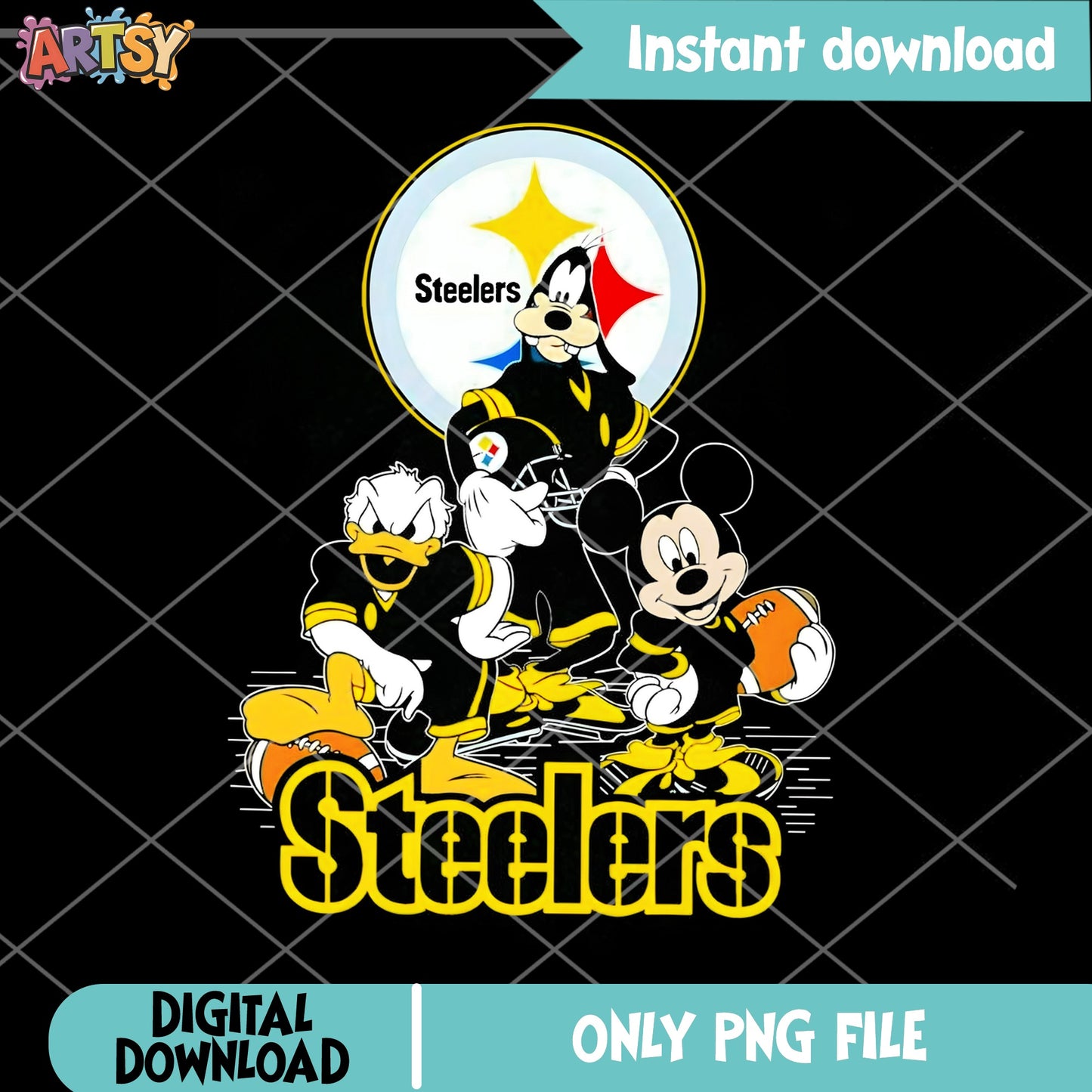 Mickey Mouse Steelers PNG, Disney Football Team PNG, NFL PNG