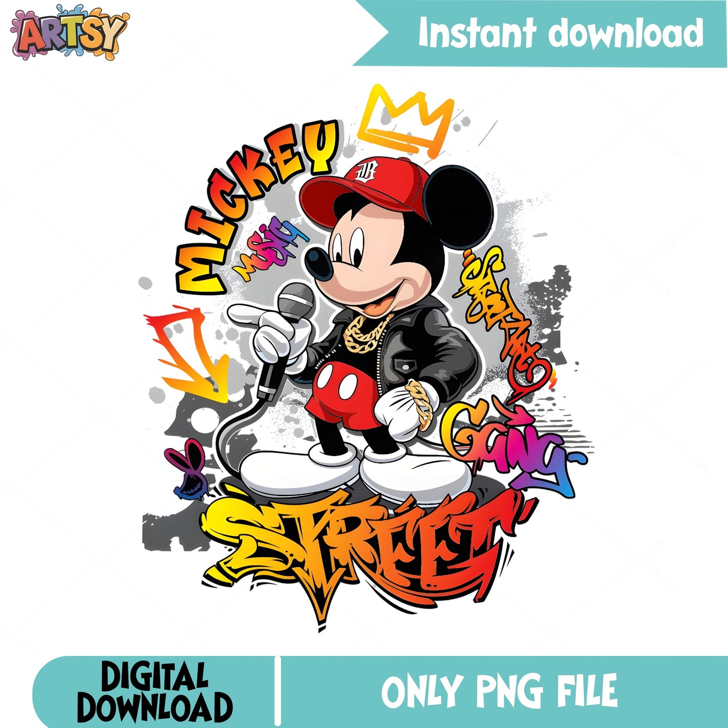 Mickey Mouse Street Graffiti Hip Hop PNG, Disney PNG, Rap PNG