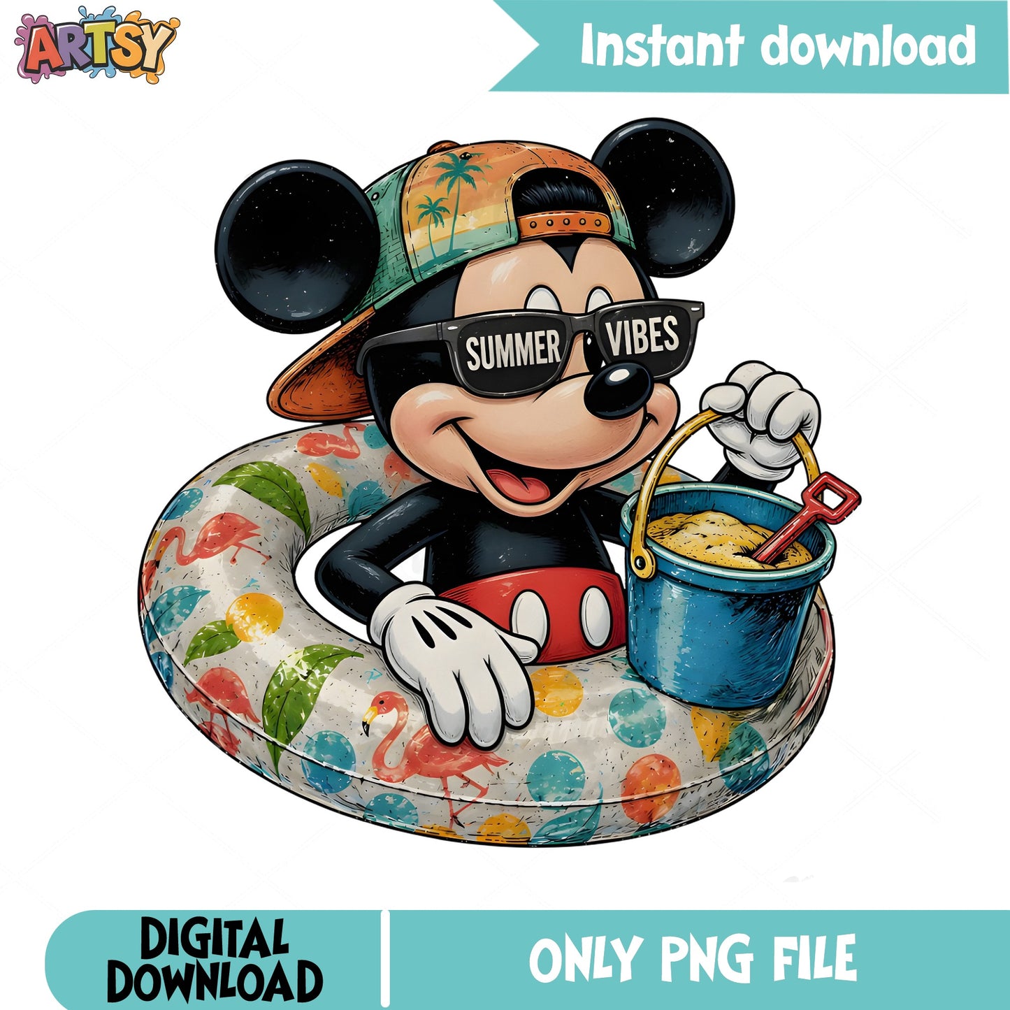 Mickey Mouse Summer Vibes Beach PNG, Disney Summer PNG, Mickey PNG