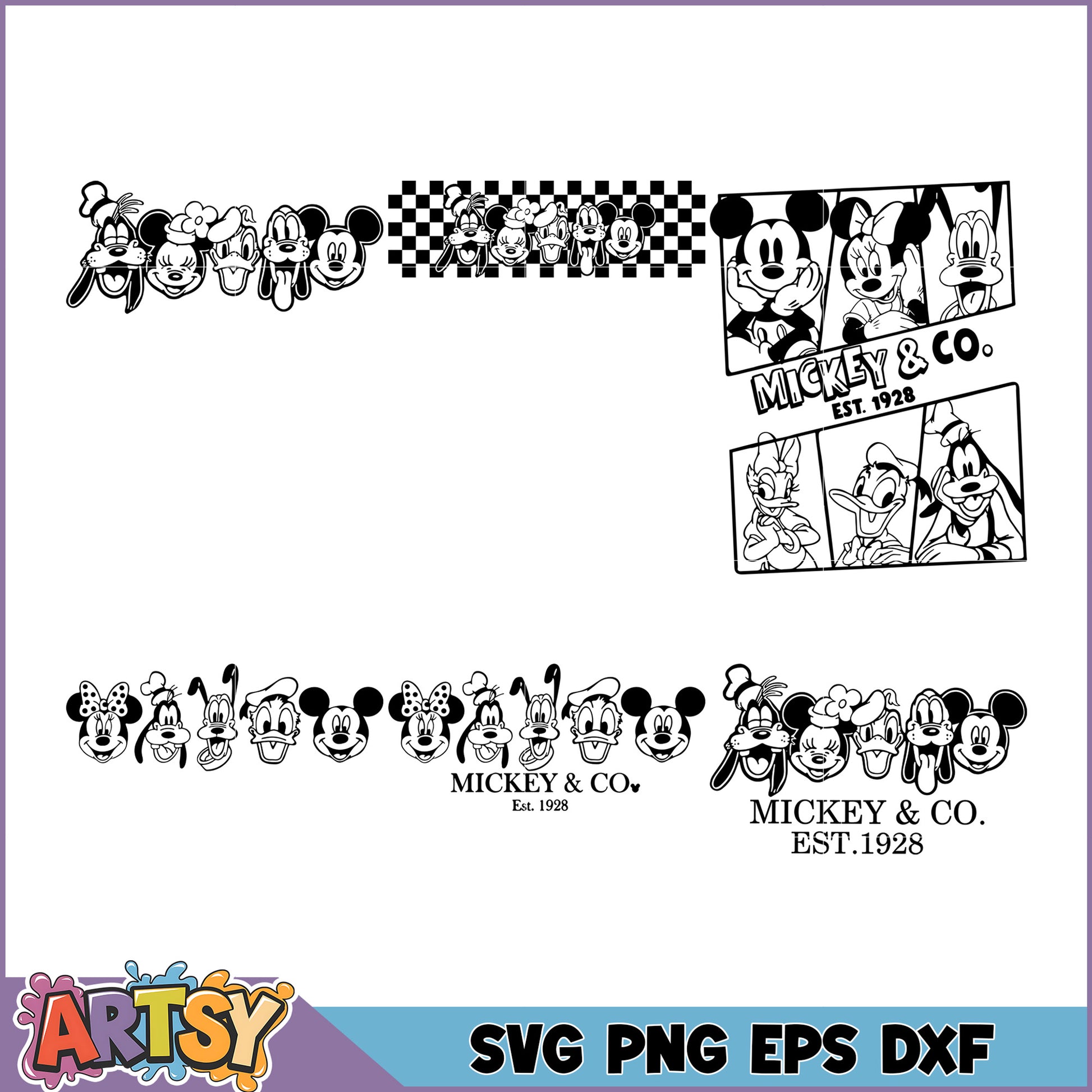 Mickey and Friends SVG Bundle Vintage Character Designs for Crafts