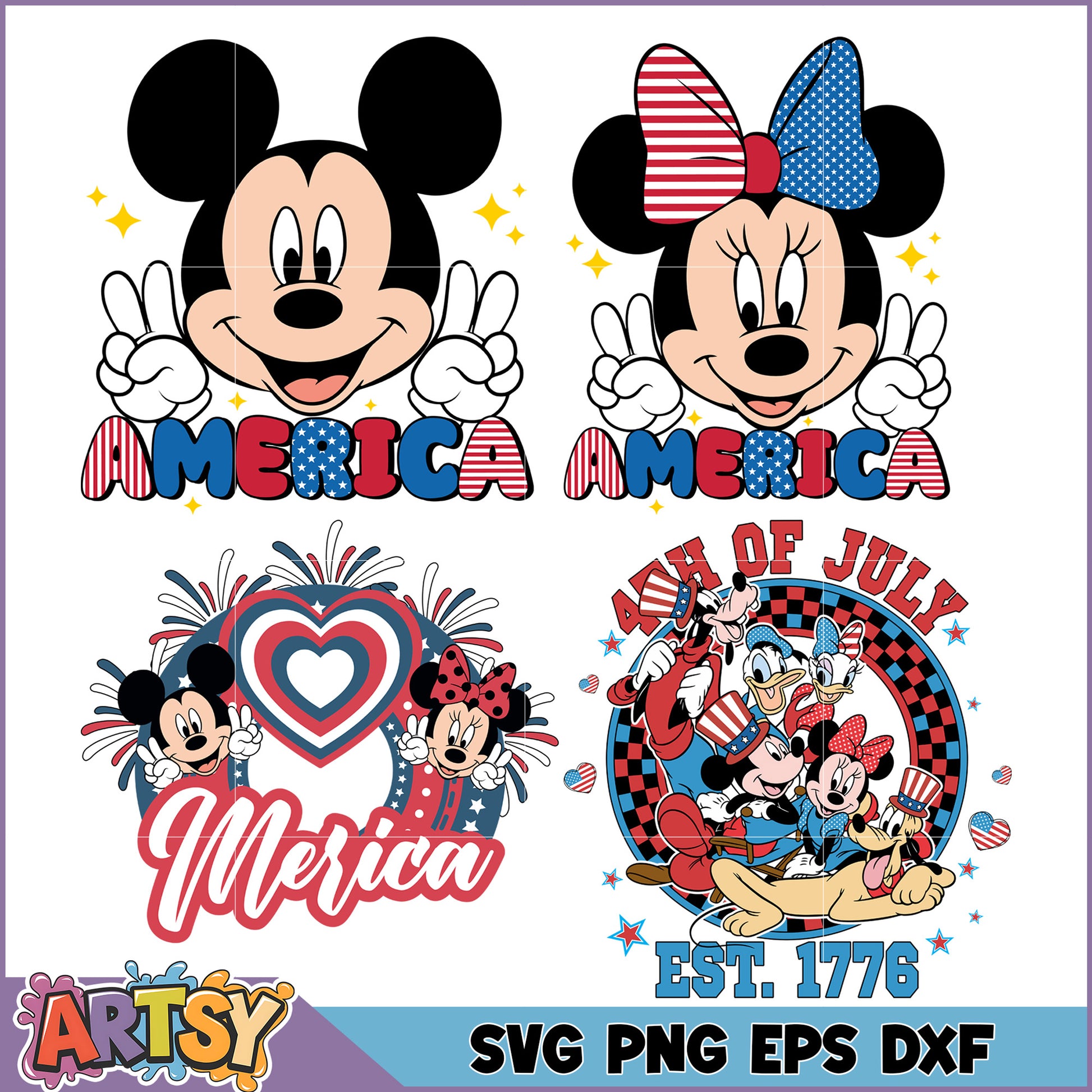 Mickey and Minnie Mouse SVG Bundle for Fourth of July Celebrations
