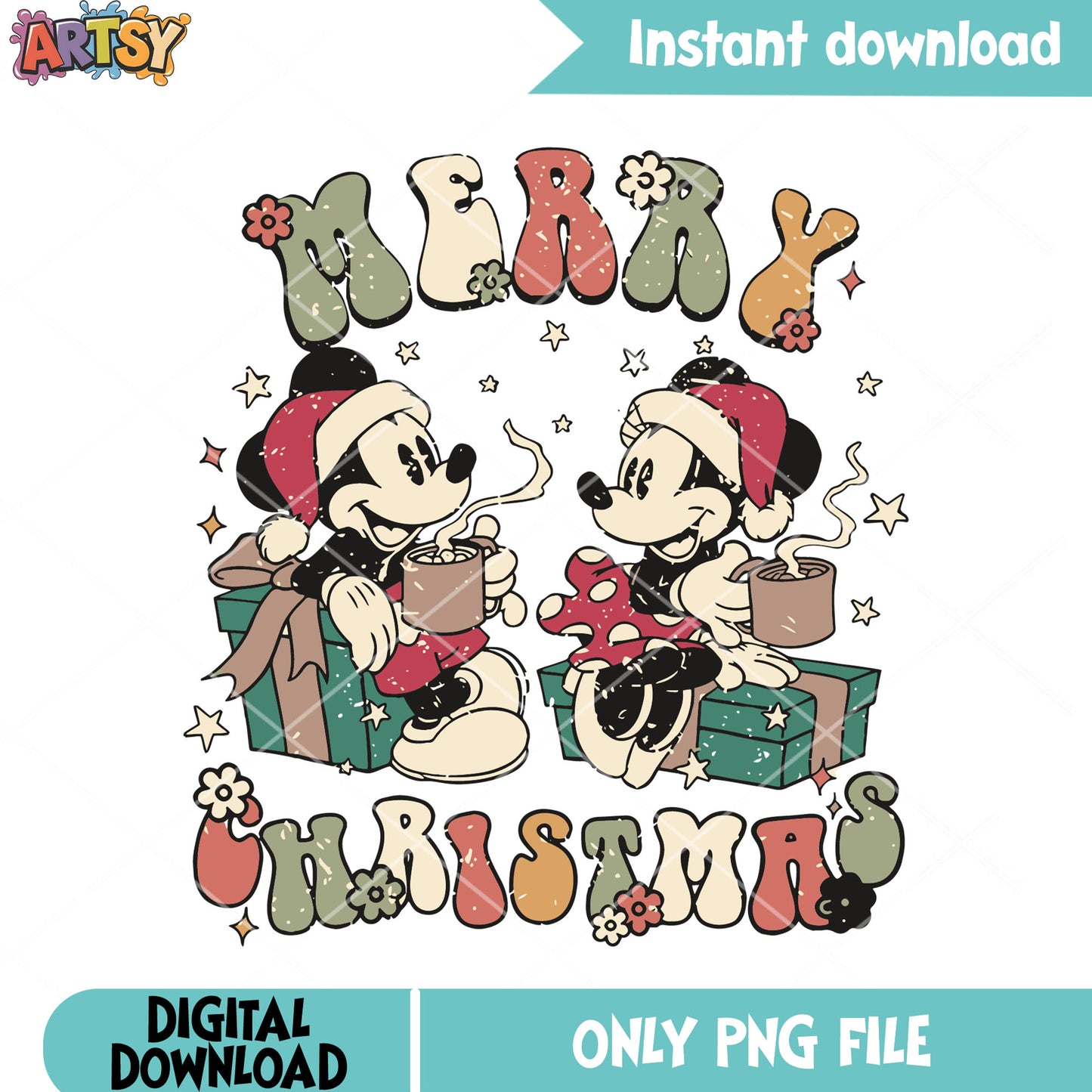 Mickey and friends gifts png, christmas wreath png, minnie mouse png