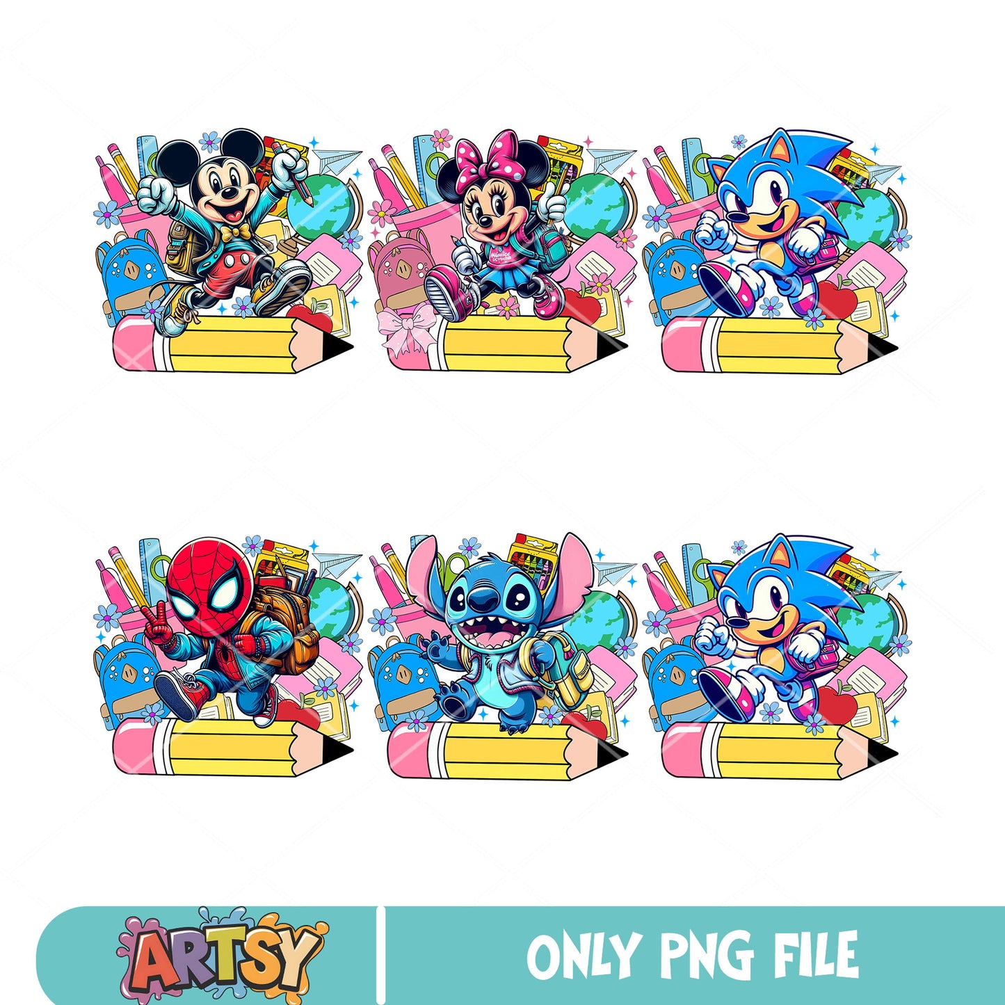 Mickey friends school png bundle, back to school png, mickey disney png