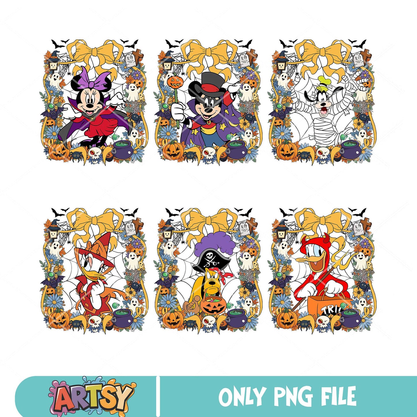 Mickey halloween frame png bundle, pumpkin disney png, mickey halloween png