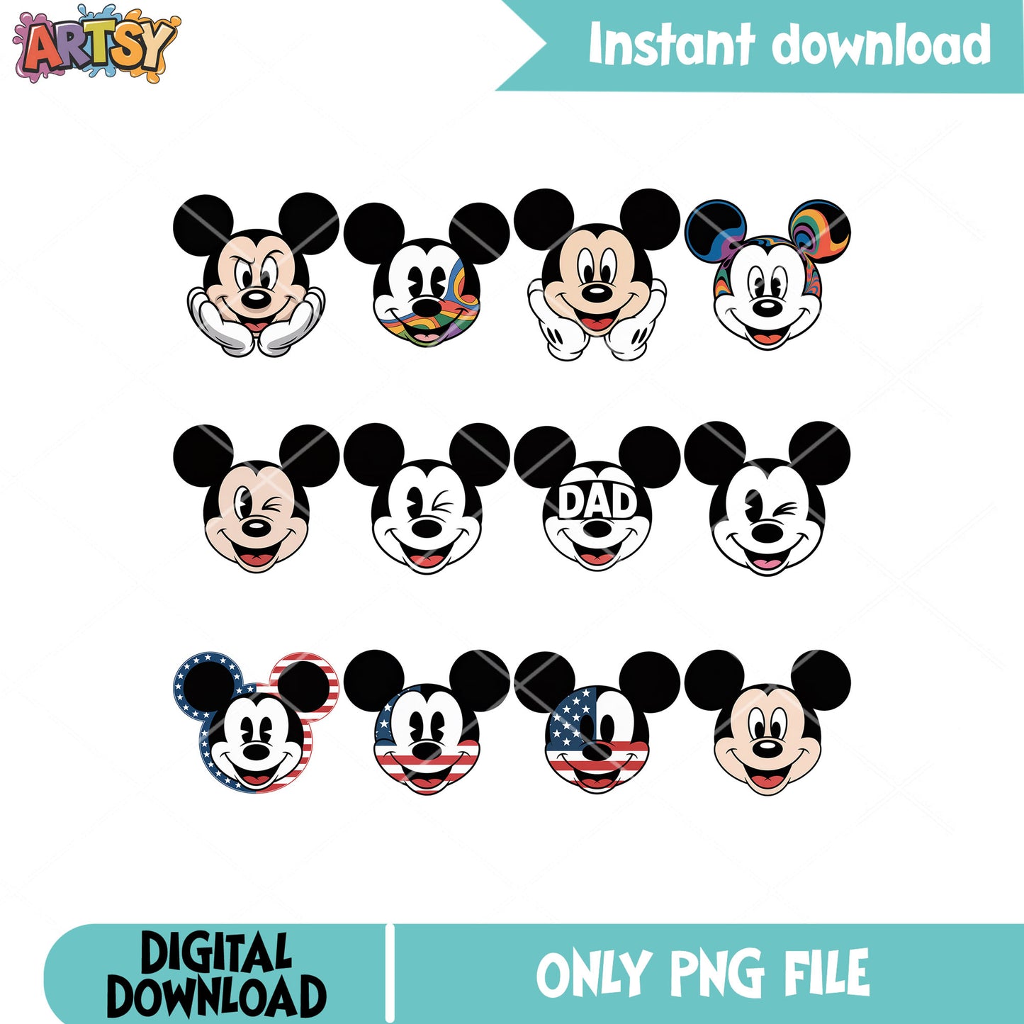 Mickey head png bundle, disney mickey png, mickey head png