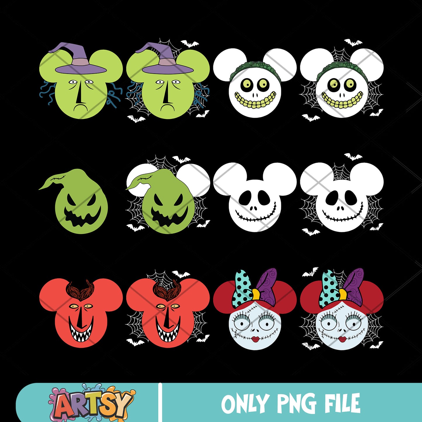 Mickey horror head png bundle, mickey horror png, halloween mickey png