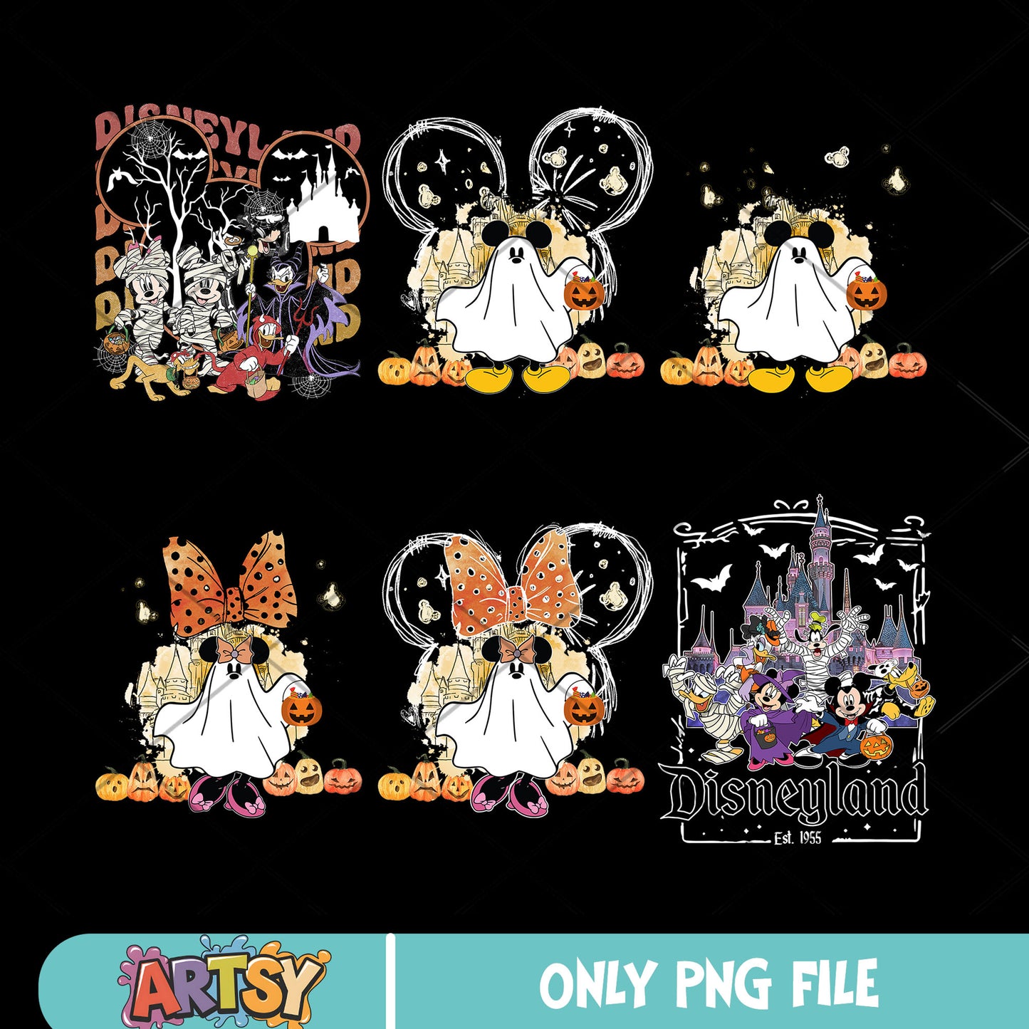 Mickey minnie ghost png bundle, mickey ghost png, halloween mickey png