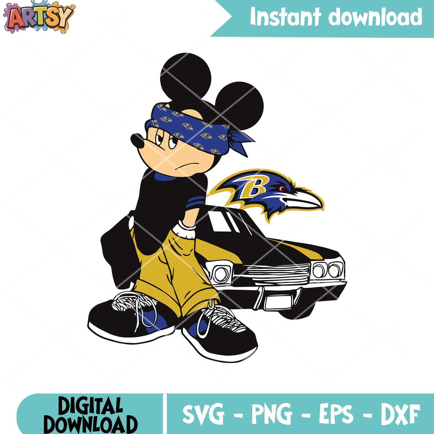 Mickey mouse baltimore svg. baltimore ravens svg, nfl teams svg