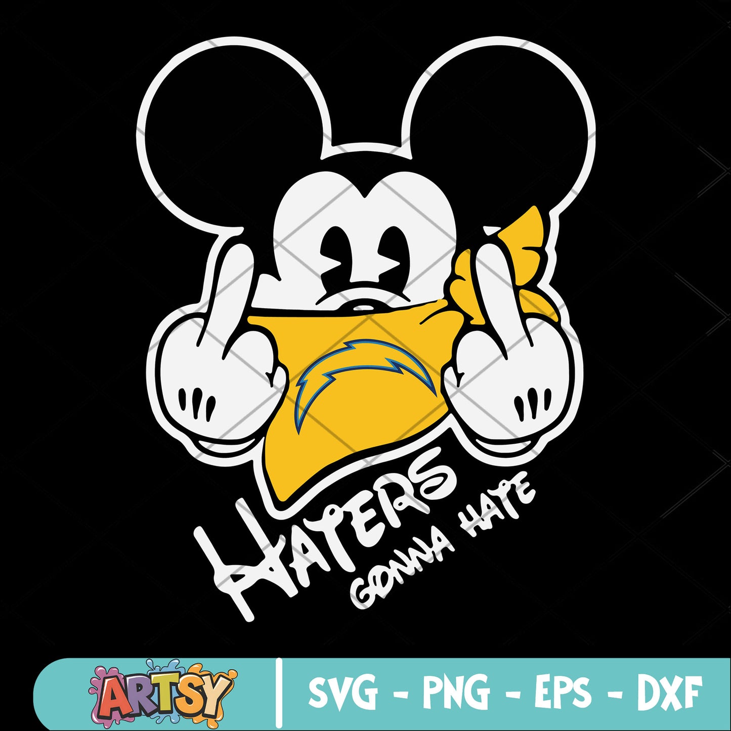 Mickey mouse lover of chargers svg, afc svg, los angeles chargers svg