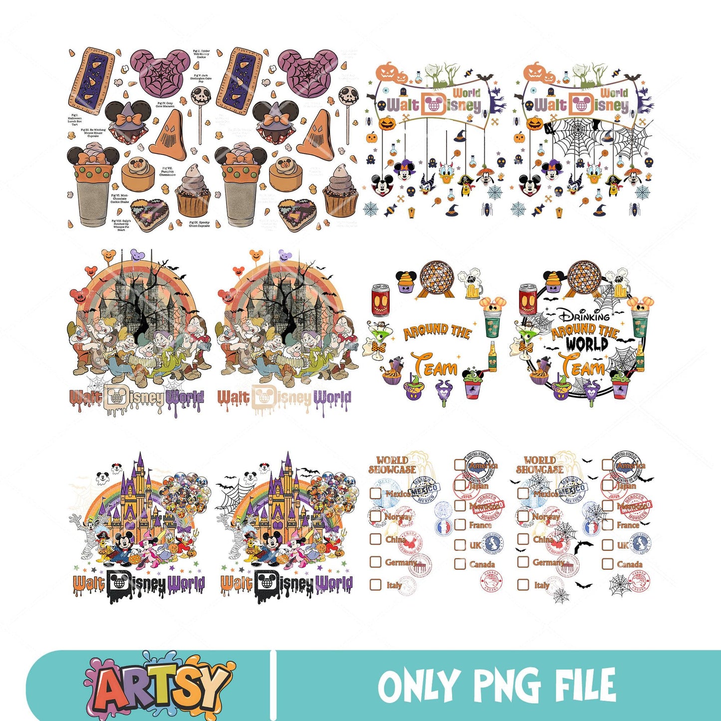 Mickey snack halloween png bundle, disney snack png, halloween disney png