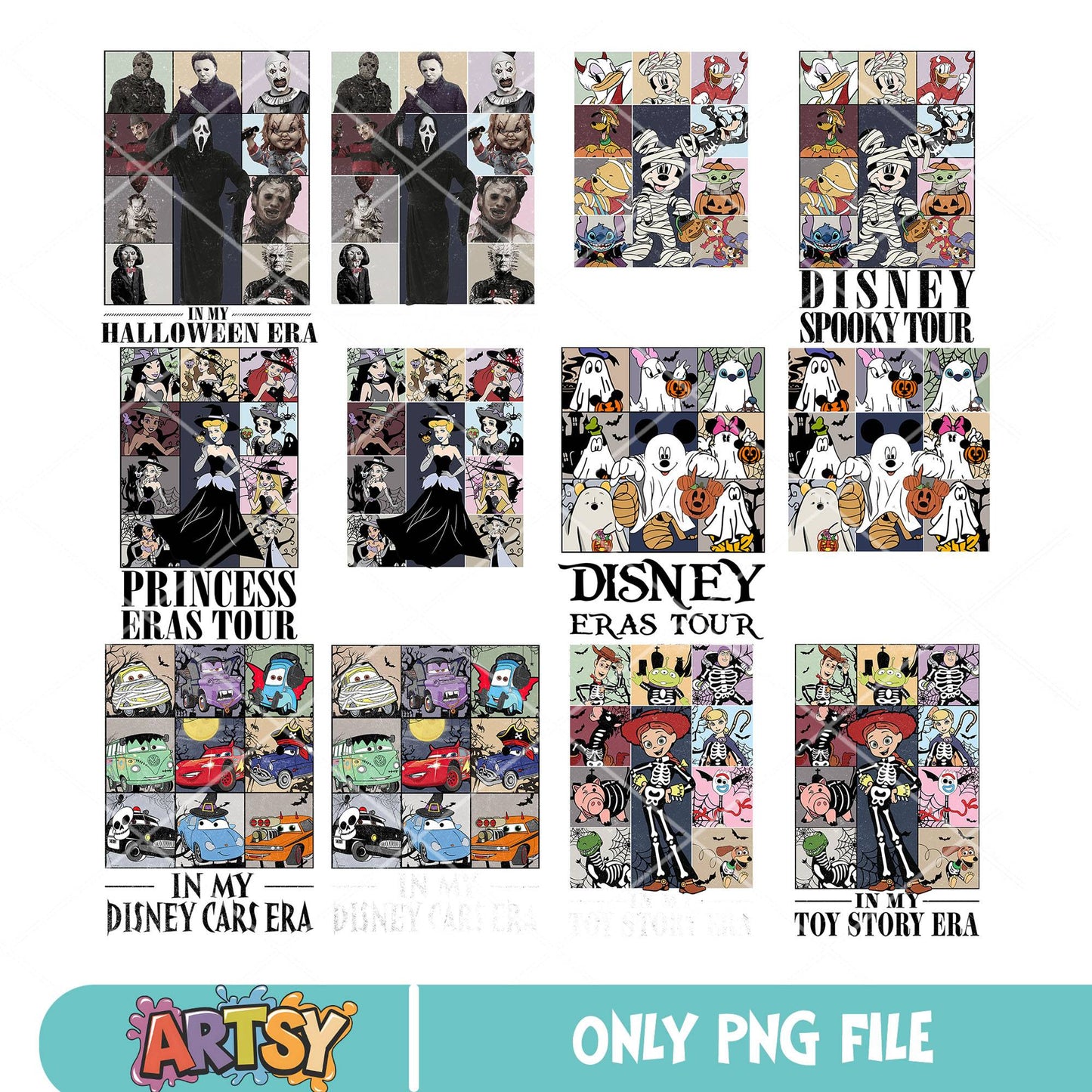 Mickey spooky tour png bundle, disney halloween png, spooky disney png