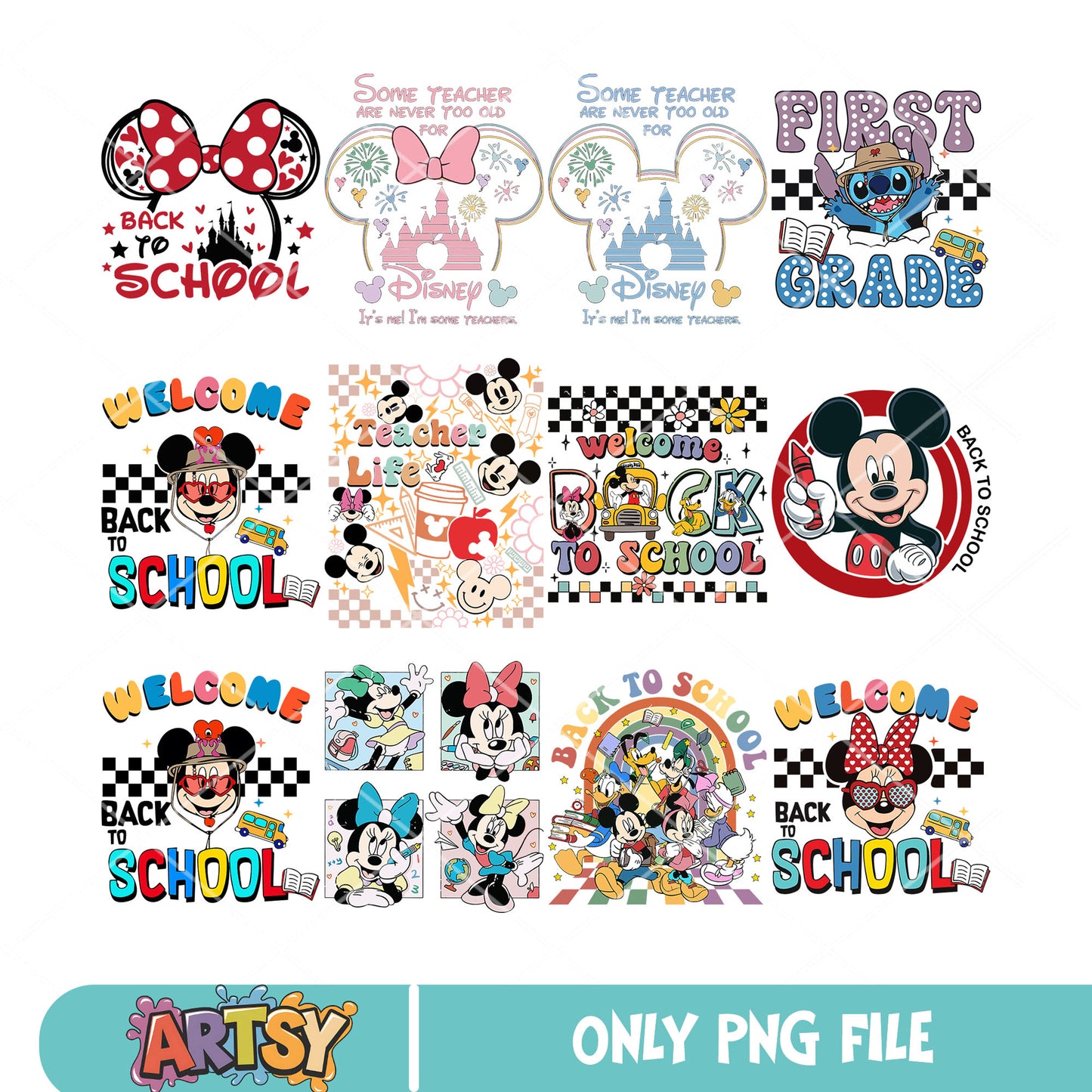 Mickey welcome school png bundle, disney school png, back to school png