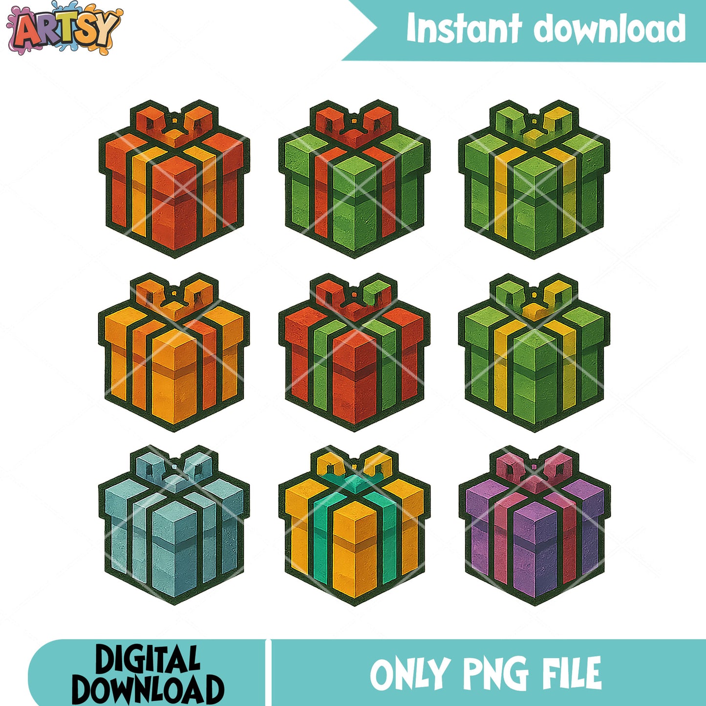 Minecraft xmas png, mojang studios png, christmas gifts png
