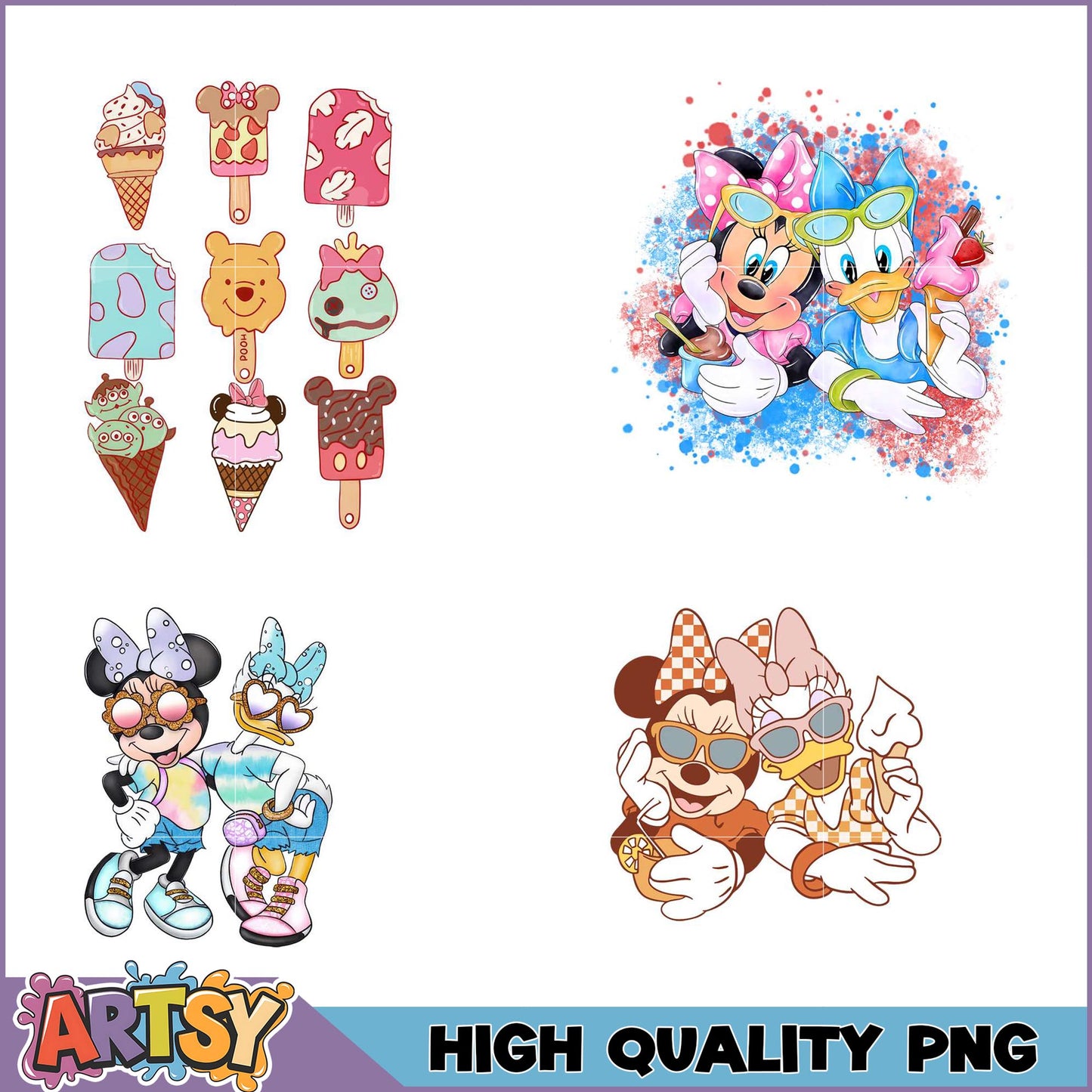 Minnie Mouse Daisy Duck Ice Cream PNG Bundle