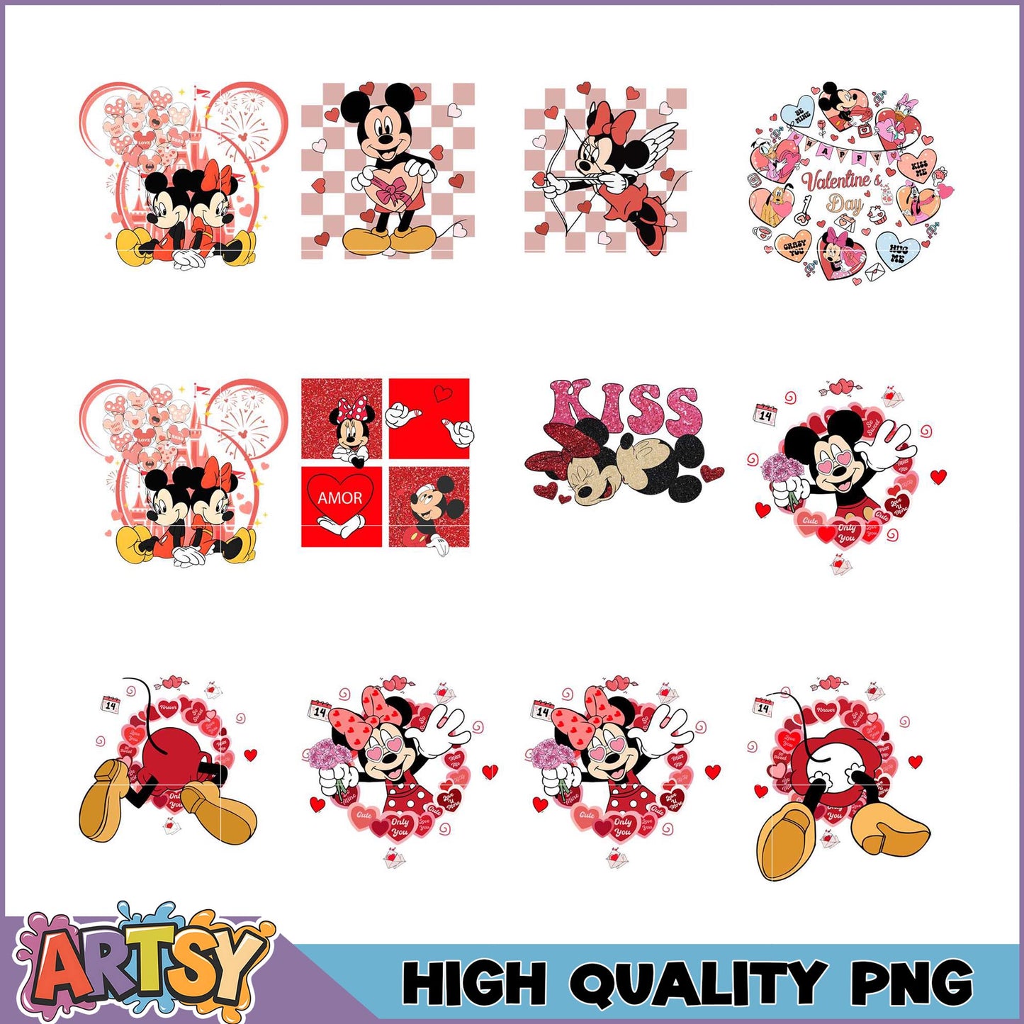 Minnie Mouse Valentine's PNG Bundle High Quality